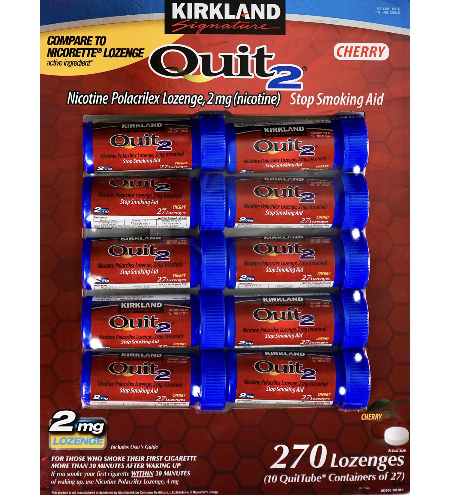 Kirkland Signature Quit 2 Nicotine Polacrilex Lozenges, Cherry Flavor, 270 Count