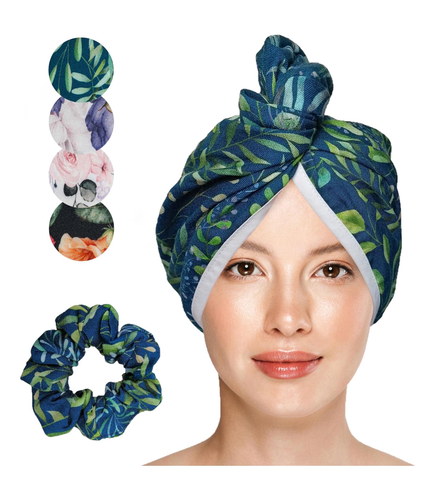 Jocero Bamboo Hair Turban Towel for Women - Colorful Button Hair Towel for Long Hair - Eco-Friendly Blue & Green Bamboo Towels - Buy Online on GoSupps.com