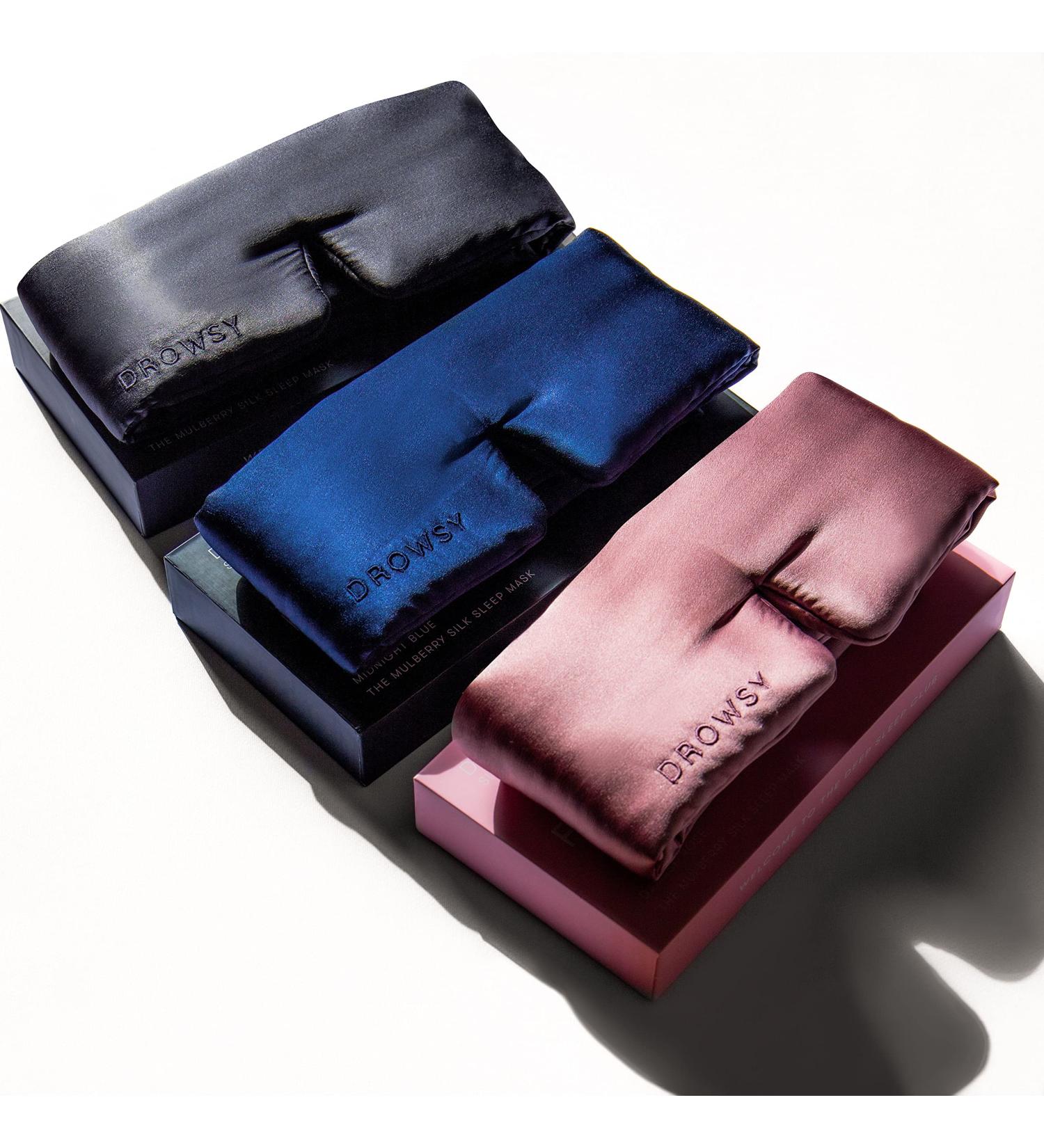 DROWSY Silk Sleep Mask Besties Pack - Midnight Blue, Damask Rose, Moonlight Shadow - Luxurious Padded Silk Cocoon for Ultimate Darkness - Buy Online on GoSupps.com