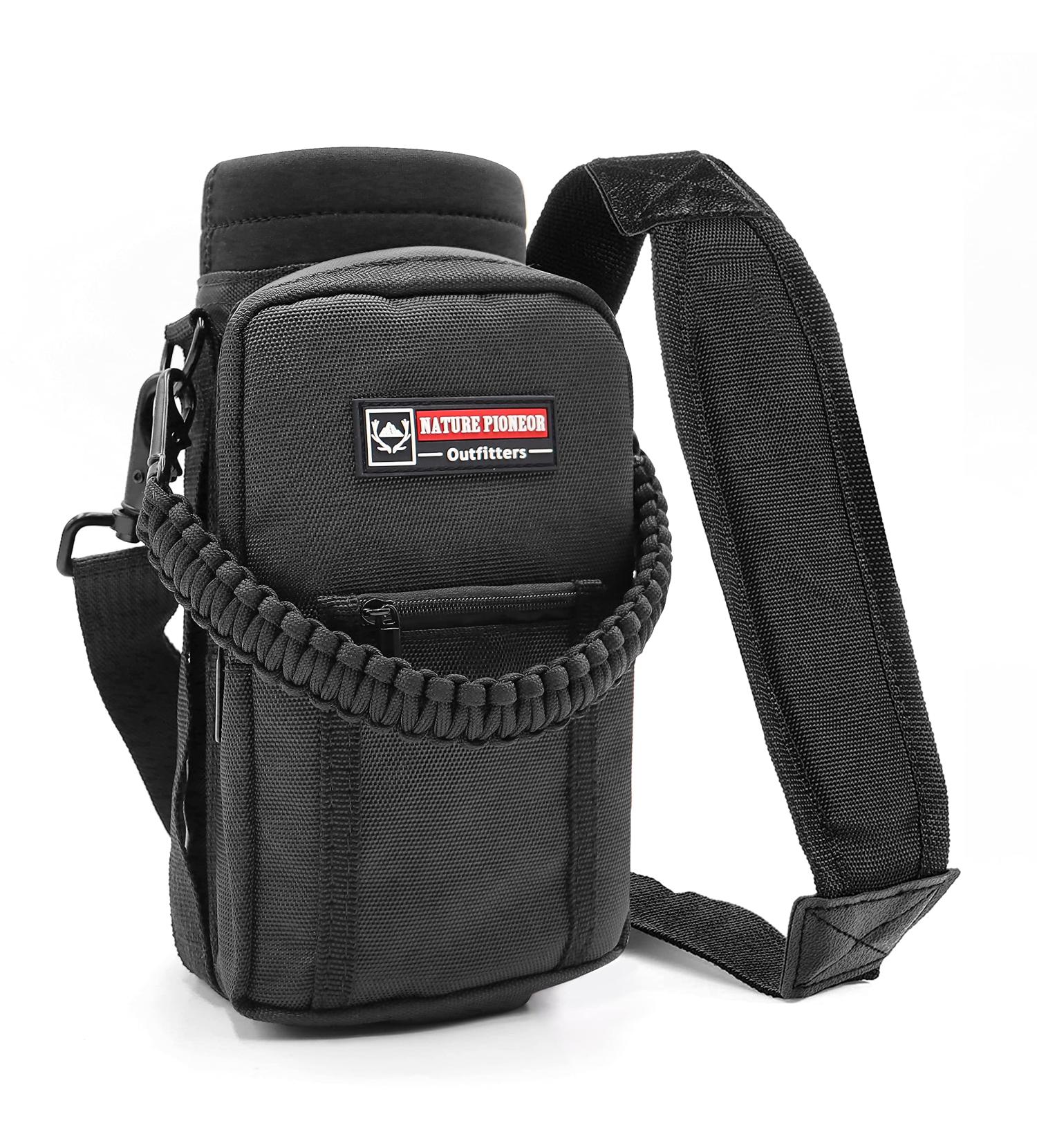 Nature Pioneer Neoprene Insulated Water Bottle Holder with Shoulder Strap - 40oz Black - Buy Online on GoSupps.com
