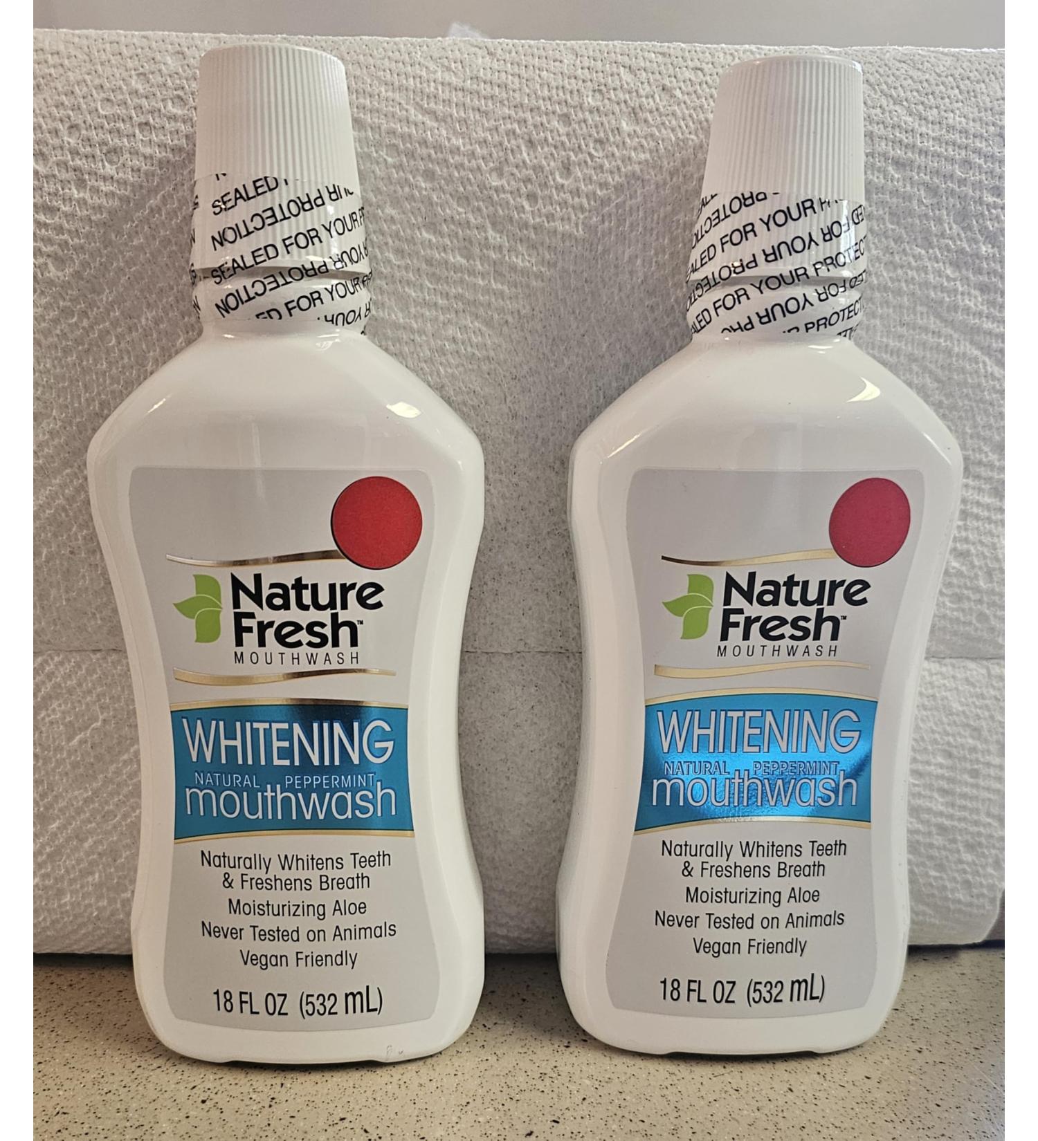 Nature Fresh Whitening Mouthwash Natural Peppermint 18 Fl Oz Vegan Friendly with Moisturizing Aloe 2-Pack
