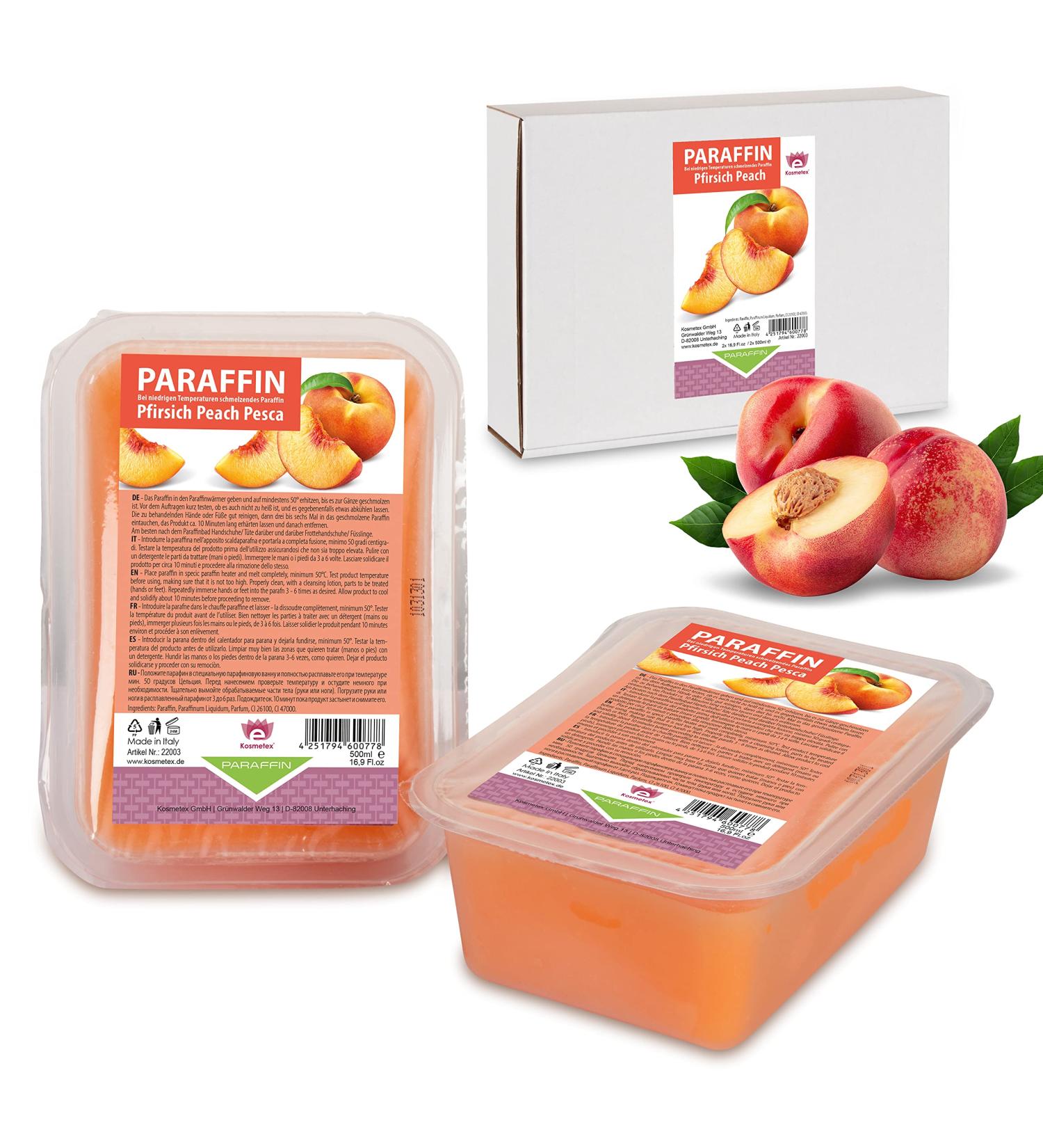 Kosmetex Peach Paraffin Bath for Hands & Feet - 2x 500ml Heating Wax Treatment - Paraffin Wax Spa - Ideal for Home Wax Warmers - Buy Online on GoSupps.com