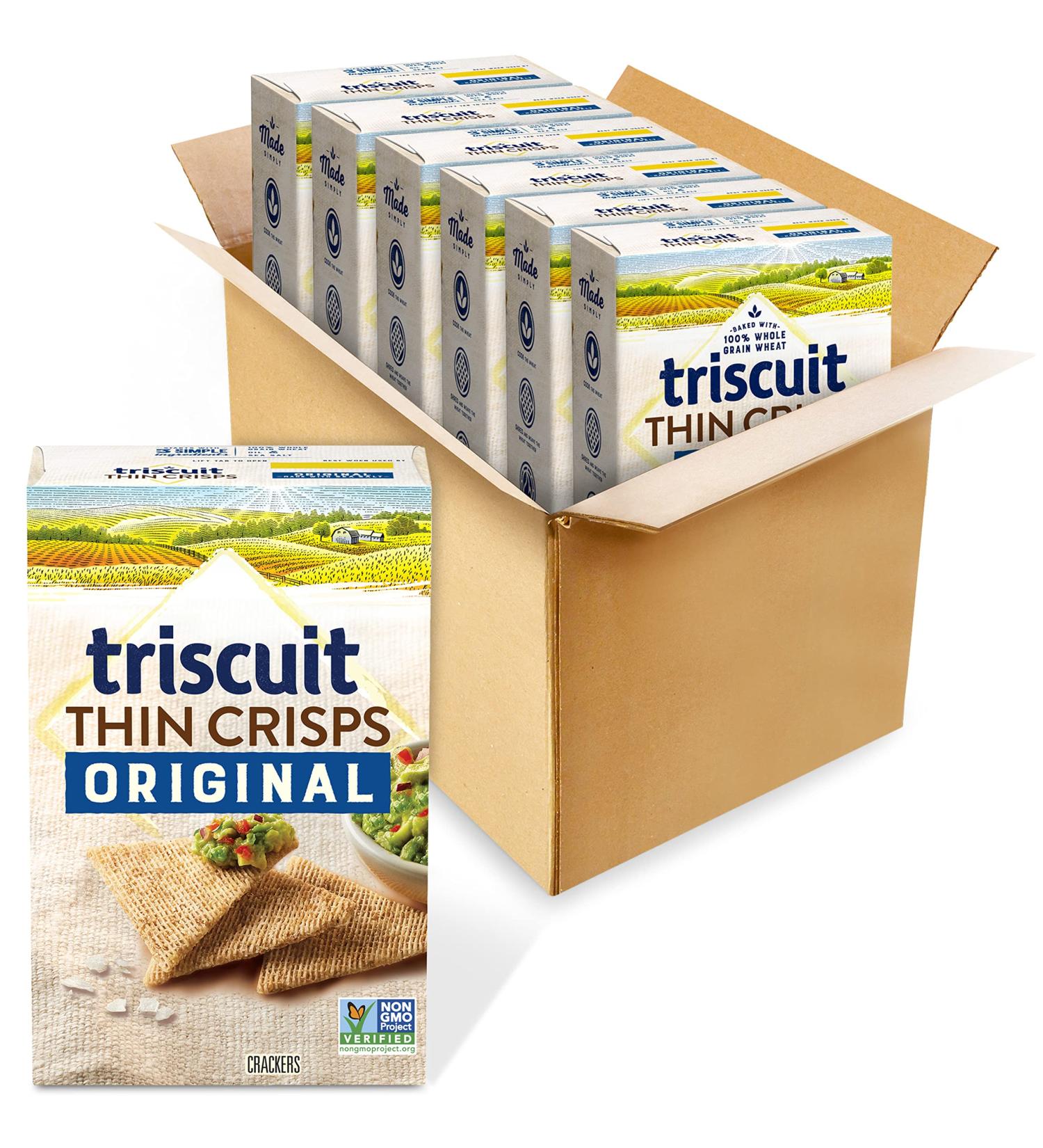 Triscuit Thin Crisps Original Whole Grain Wheat Crackers - 6 Pack of 7.1 Ounce Boxes - Buy Online on GoSupps.com
