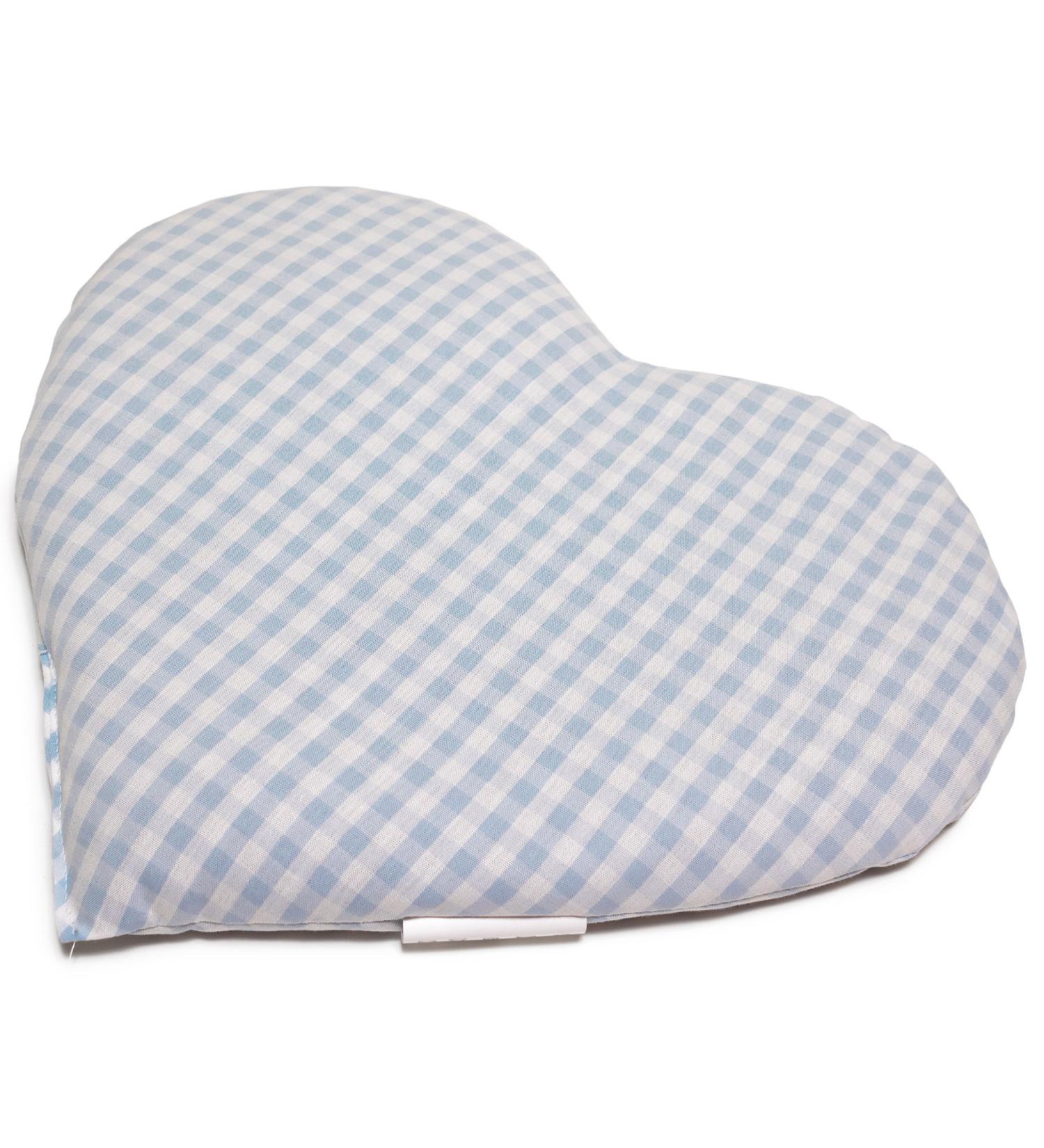 Cherry Stone Heart Pillow (30x25cm) - Organic Light Blue-White Fabric Heat Cushion - Perfect Gift - Buy Online on GoSupps.com