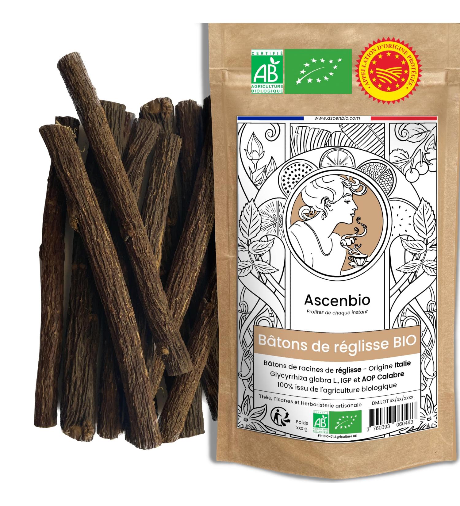  Ascenbio Ascenbio Organic liquorice sticks from Italy IGP 180g Prepared and packaged in France Biodegradable packaging - Buy Online on GoSupps.com