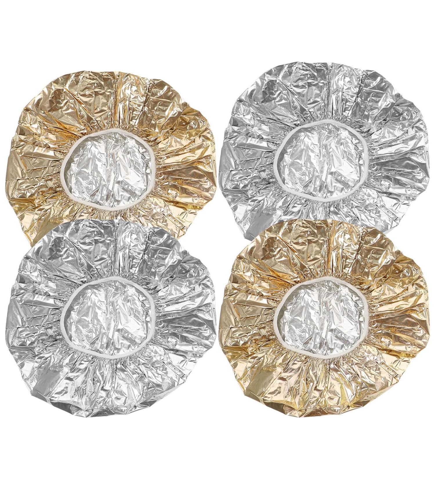 VICASKY Lot de 4 Bonnets de Bain en Aluminium 28 Cm Isolation Thermique Soins Capillaires Professionnels Salons de Coiffure Usage Multiple Argent et Or - Buy Online on GoSupps.com