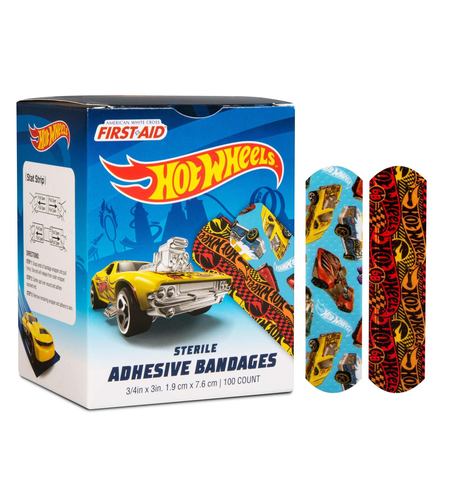 Hot Wheels Stat Strip Bandages by American White Cross - 100 ct. 3/4 x 3