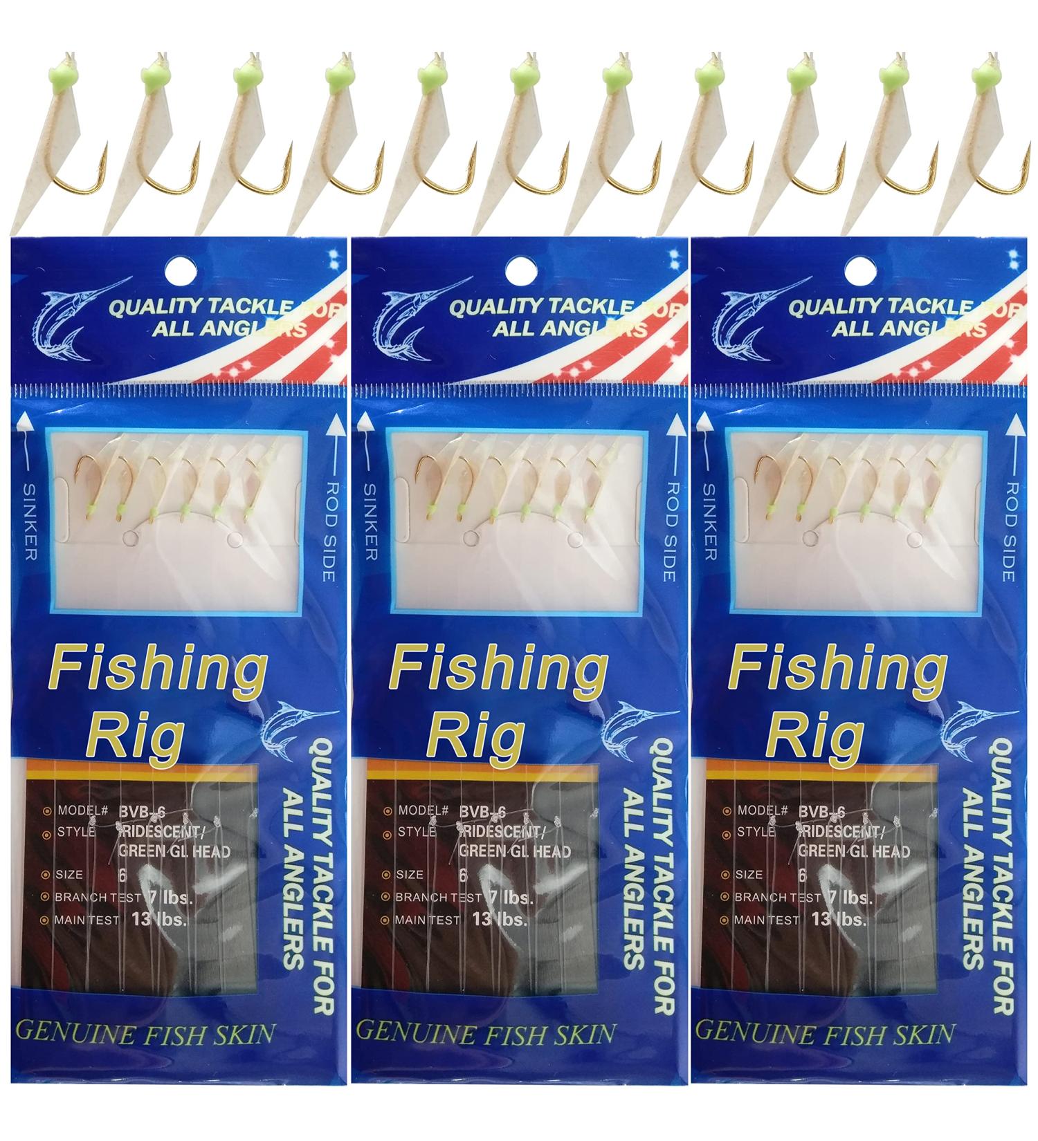 Luminous Saltwater Fishing Bait Rigs 12 Pack with Real Fish Skin | Glow in The Dark Sea Rigs with Hooks and Swivels | Sizes 4, 6, 8 | Type B | 4Packs 4, 6, 8 - Buy Online on GoSupps.com