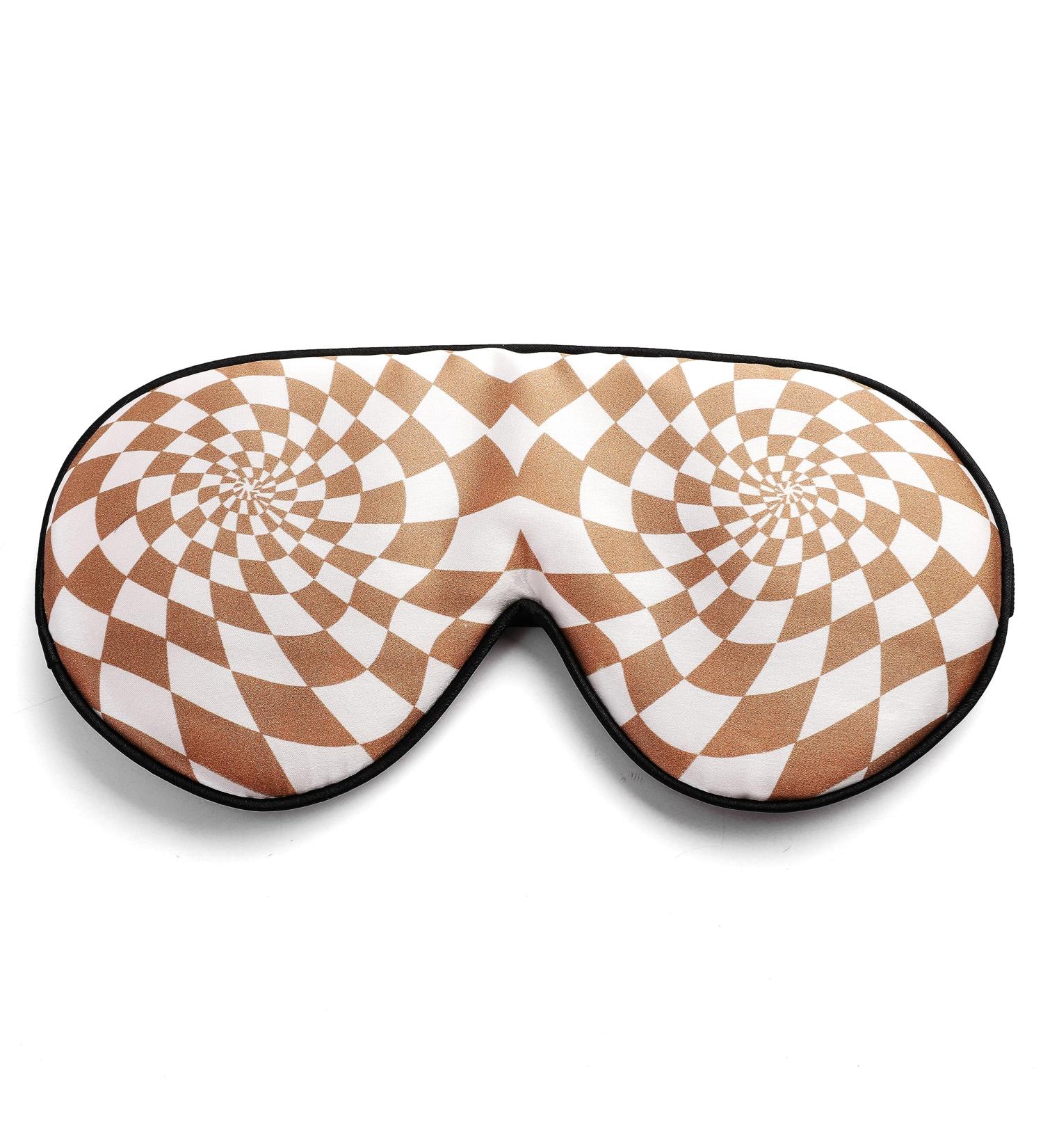 Townssilk 100% Silk Sleep Mask with Adjustable Strap - Super Soft Eye Mask for Ultimate Comfort and Sleeping Aid - Dizzying Squares Coffee Pattern - Buy Online on GoSupps.com