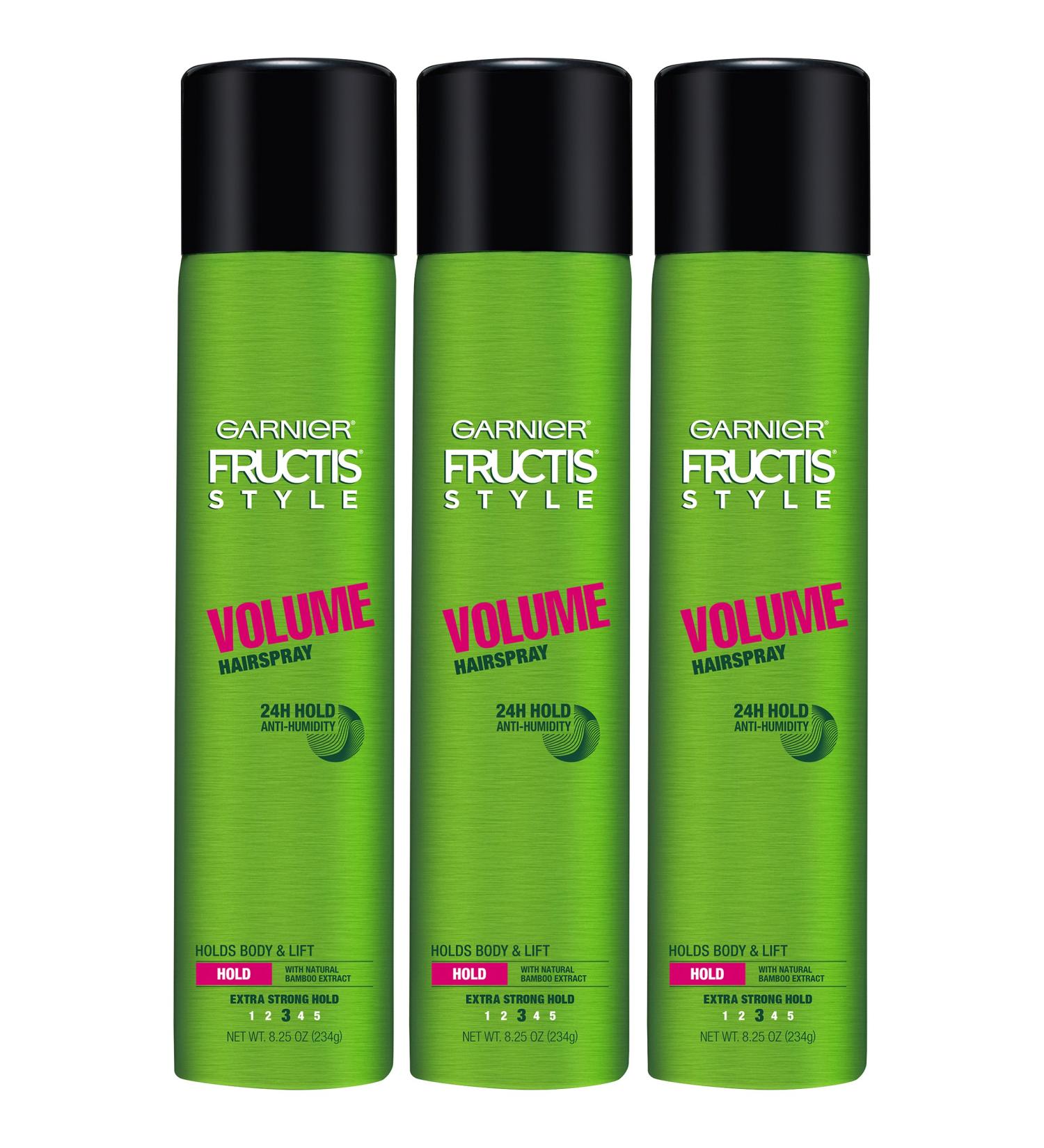 Garnier Fructis Style Volume Hairspray All Hair Types 8.25 Oz. (Packaging May Vary) 3Count Bamboo Natural 8.25 Ounce (Pack of 3)