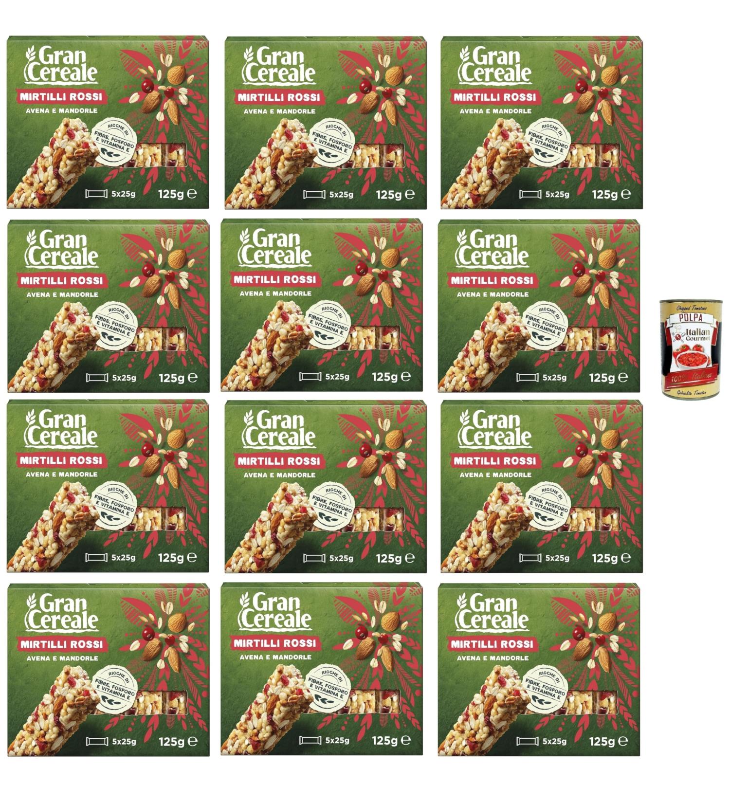 Mulino Bianco Gran Cereale Barre with 4 almond and blueberry cereals 12 x 125 g + Italian Gourmet pulp 400 g - Buy Online on GoSupps.com