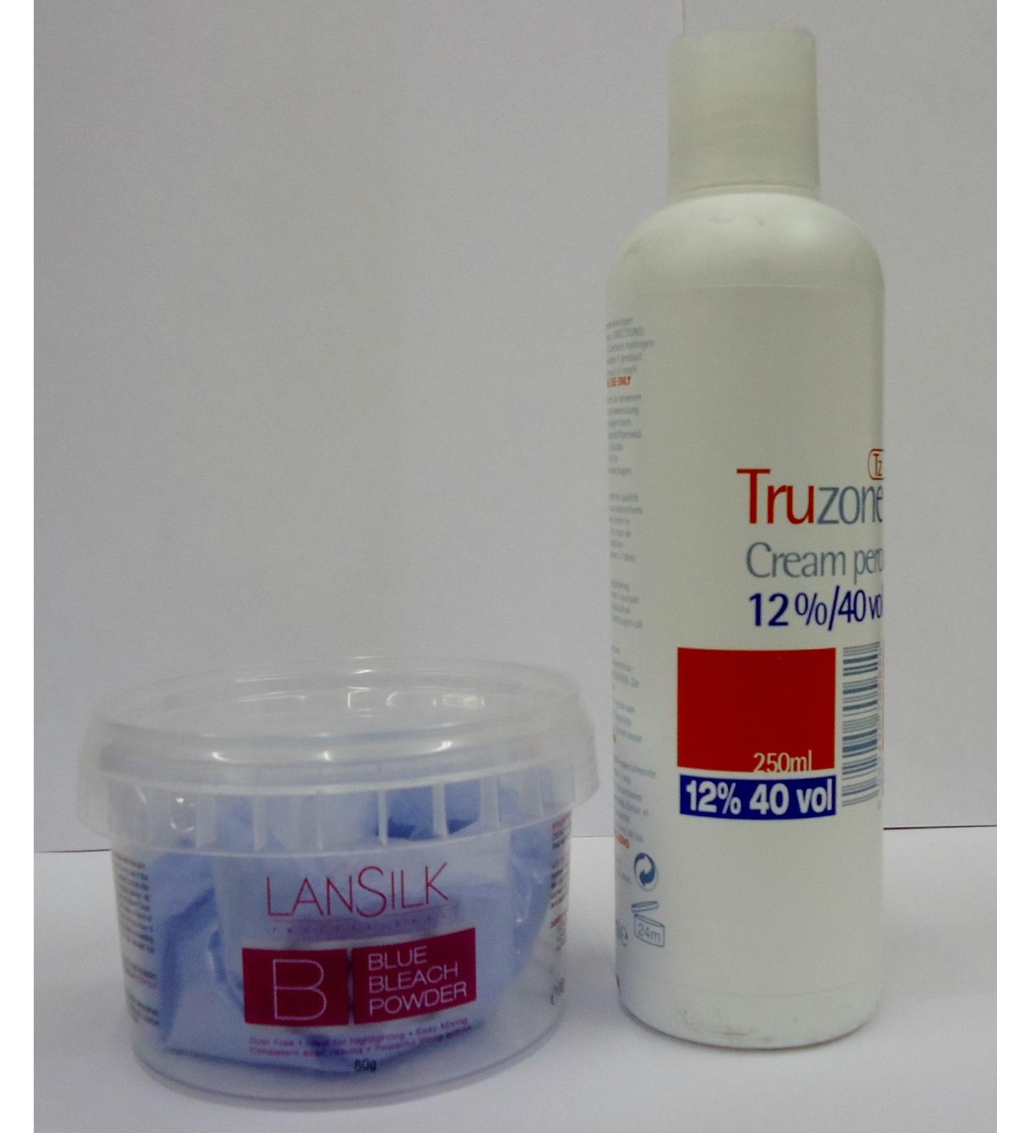 TRUZONE CREAM PEROXIDE 12% (40 VOL) 250ml DUST FREE BLUE BLEACH POWDER 80gm