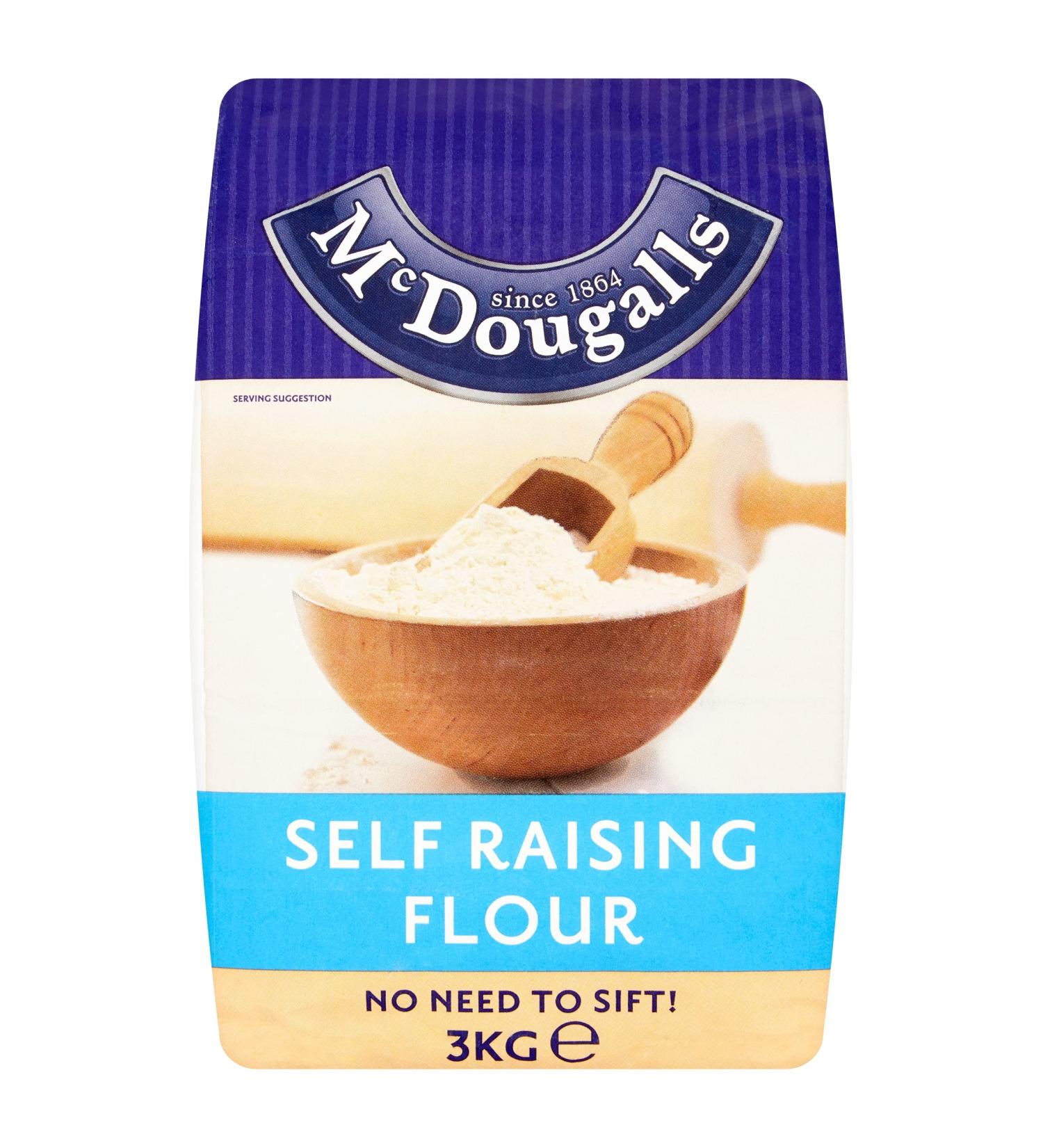 McDougalls Self Raising Flour Pre-Sifted For Lighter Bakes 3 Kg Bag (Pack of 1) Self Raising Flour 3kg