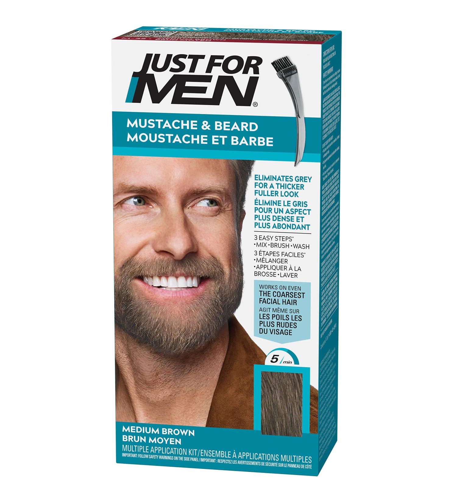 Just For Men Mustache & Beard Beard Dye for Men with Brush Included for Easy Application With Biotin Aloe and Coconut Oil for Healthy Facial Hair Medium Brown M-35 (1 Count) Medium Brown 1 count (Pack of 1) - Buy Online on GoSupps.com