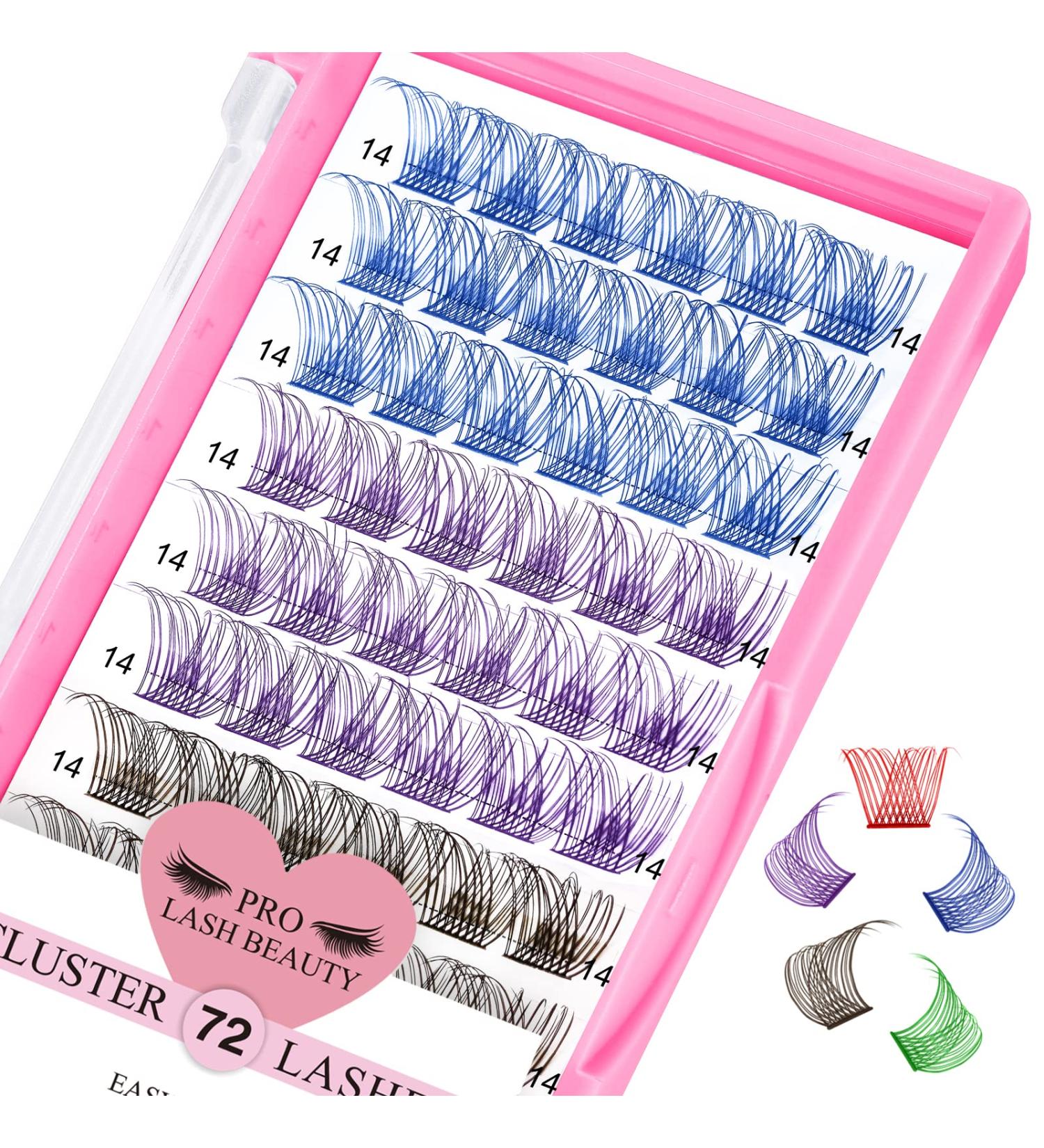 Shop Colored Lash Clusters - 5 Color Mixed Individual Eyelashes | 14mm Volume Wispy Lashes | Reusable Soft Bands for DIY Lash Extensions - Buy Online on GoSupps.com