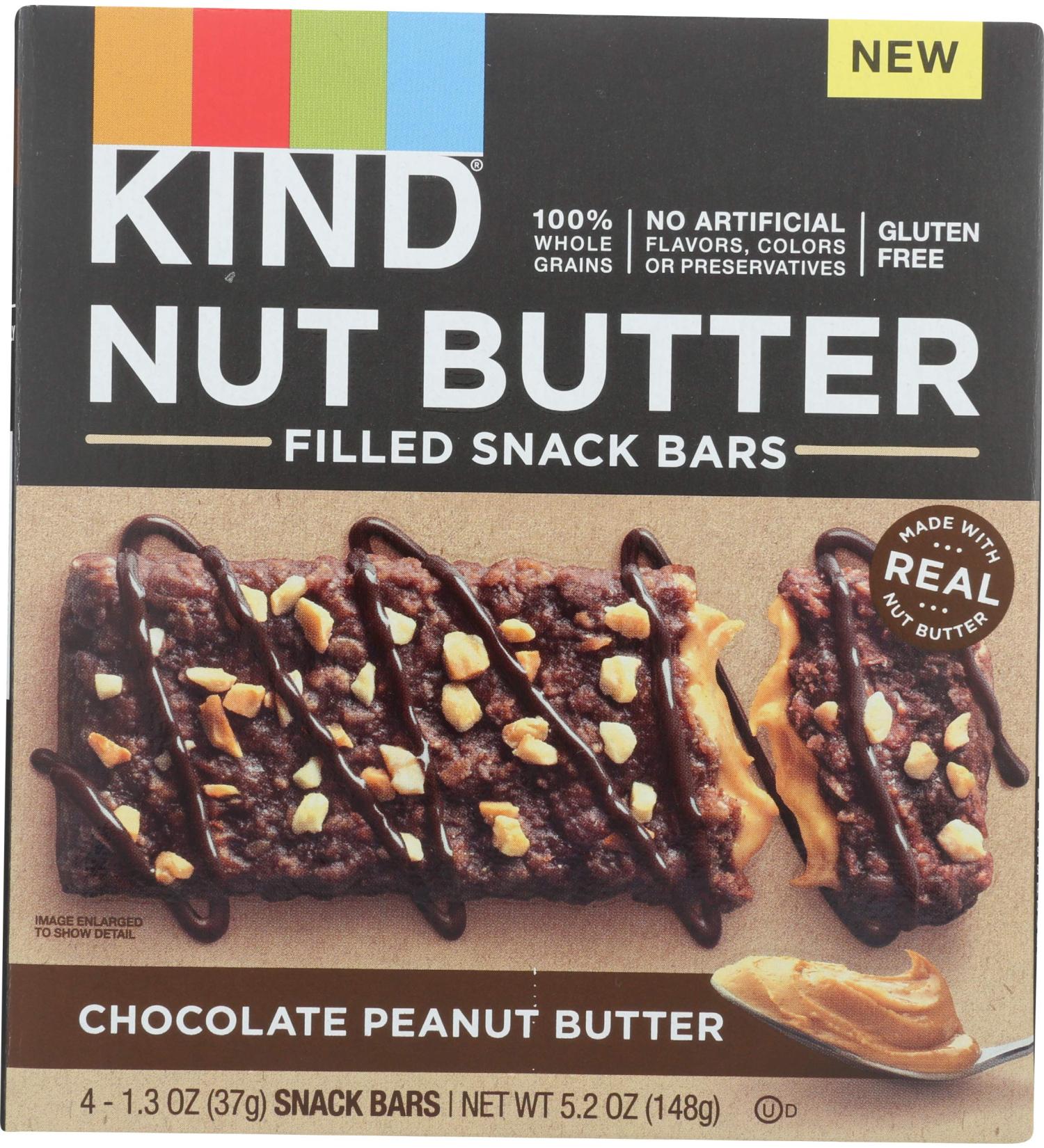 KIND Nut Butter Filled Bar - Chocolate Peanut Butter (4 Pack, 1.3 oz each) | Healthy Snack - Buy Online on GoSupps.com