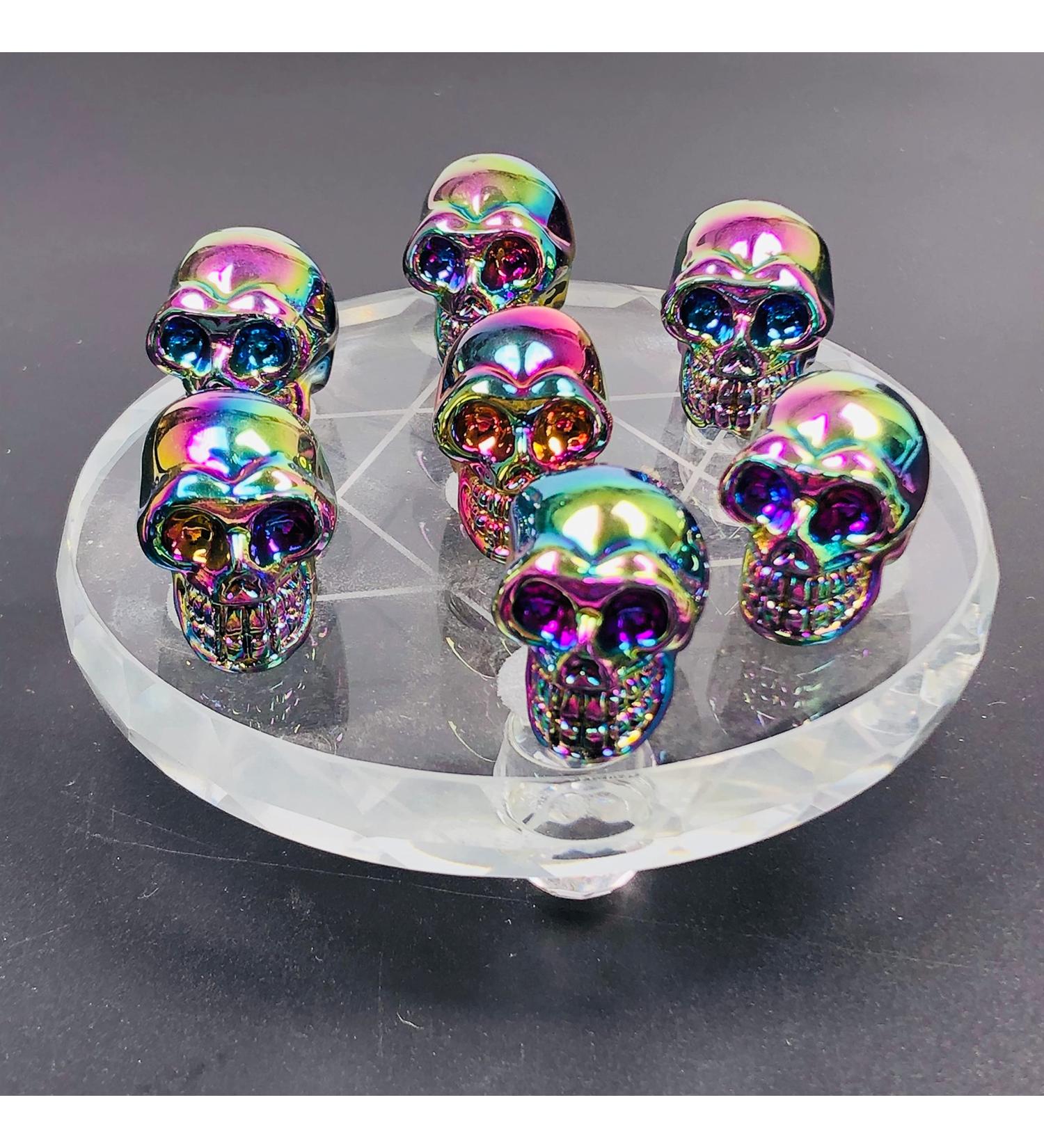 Natural Crystal Rough Natural Crystal Natural Electroplated Metal Colour Gemstone Crystal Skull Stone Seven Star Array Ornament for Home Decoration - Buy Online on GoSupps.com