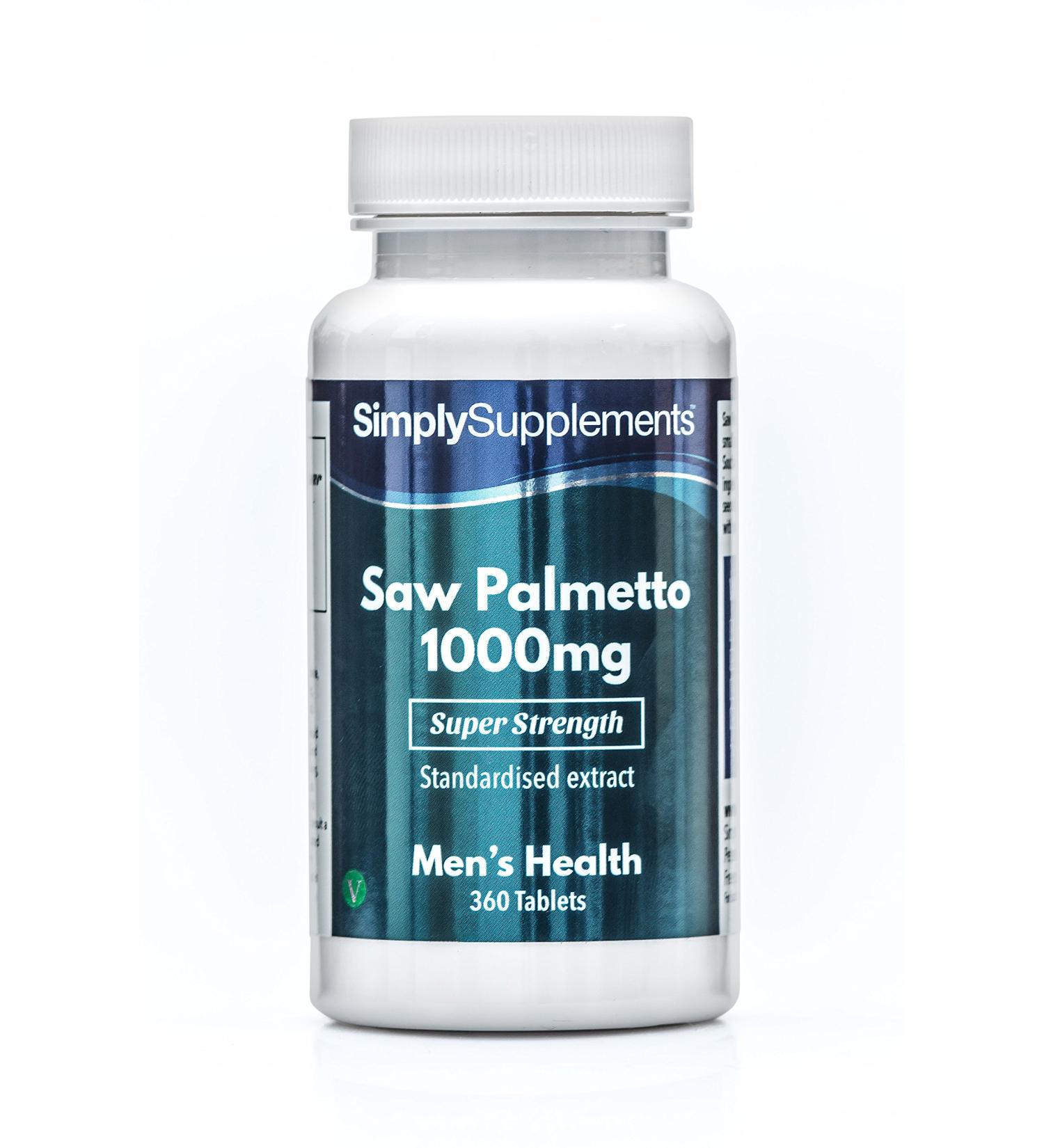 Saw Palmetto 1000mg | 360 Tablets |Vegan Friendly |Up to 6 Months of Benefits | SimplySupplements - Buy Online on GoSupps.com