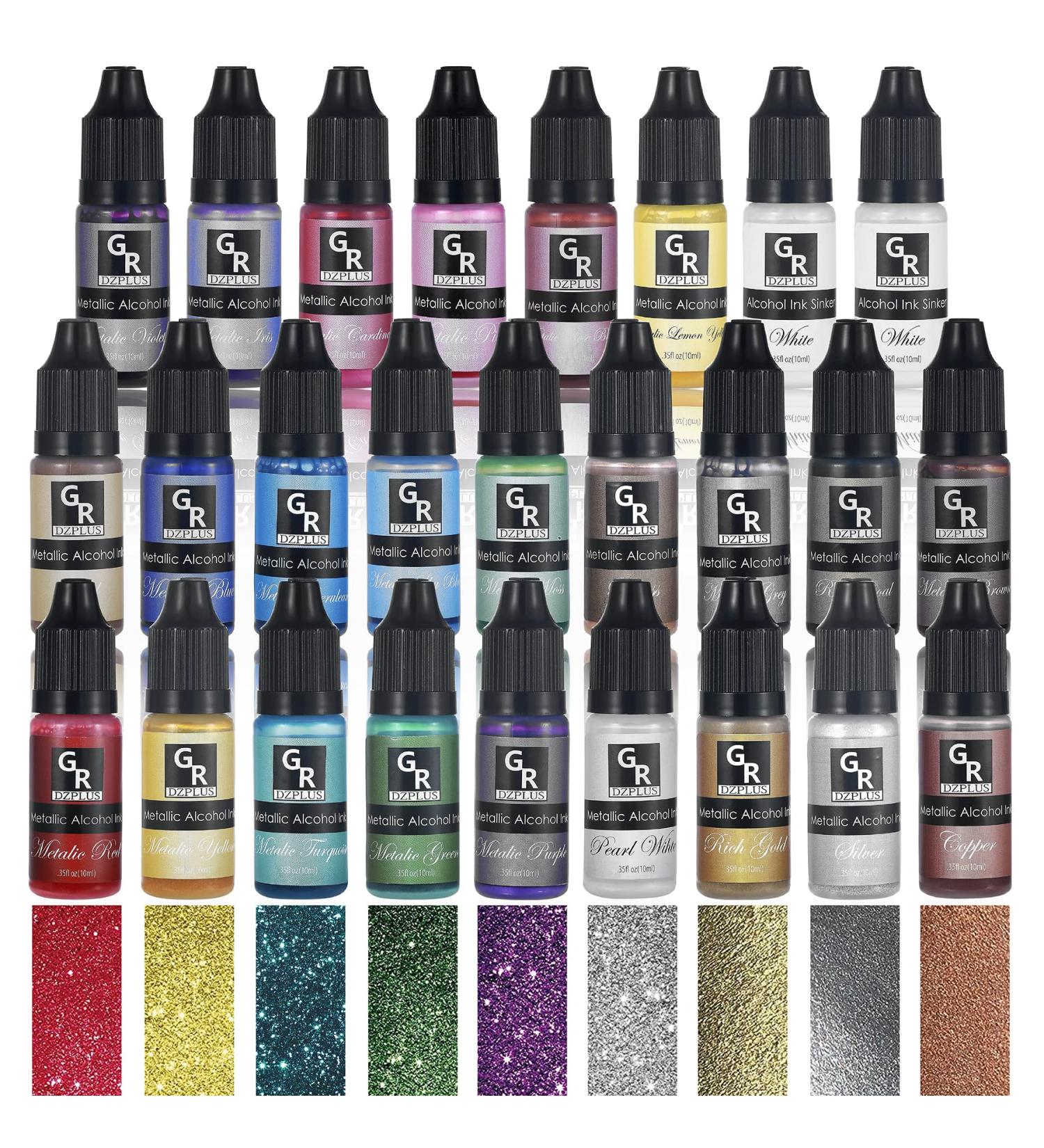 Metallic Alcohol Ink Set - 26 Vibrant Colors for Resin Art | Alcohol-Based Inks - Buy Online on GoSupps.com