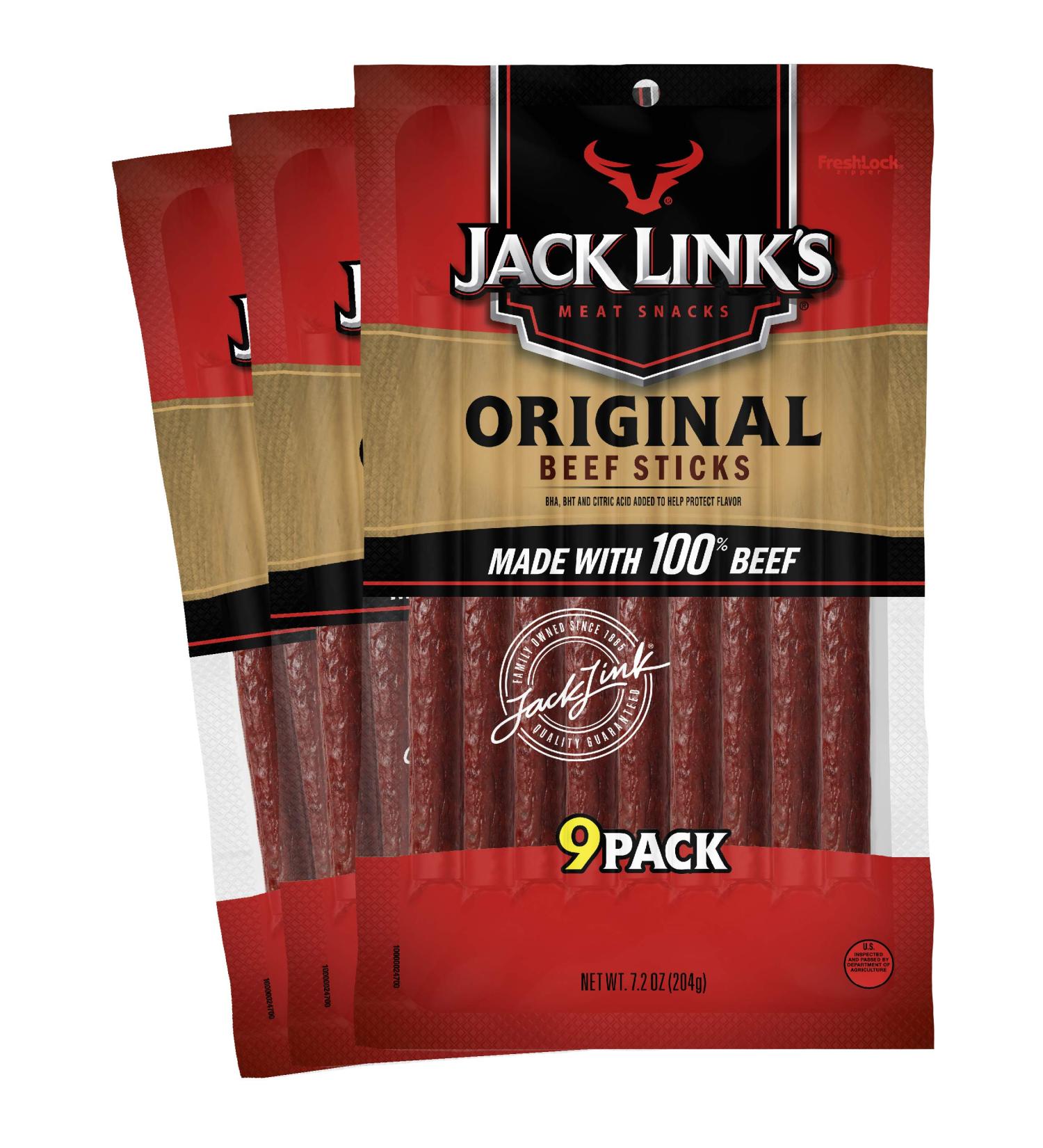 Jack Links Beef Snack Sticks Original 7.2oz (Pack of 3) - High Protein Meat Stick with 4g Protein/Serving - Premium Beef - Buy Online on GoSupps.com