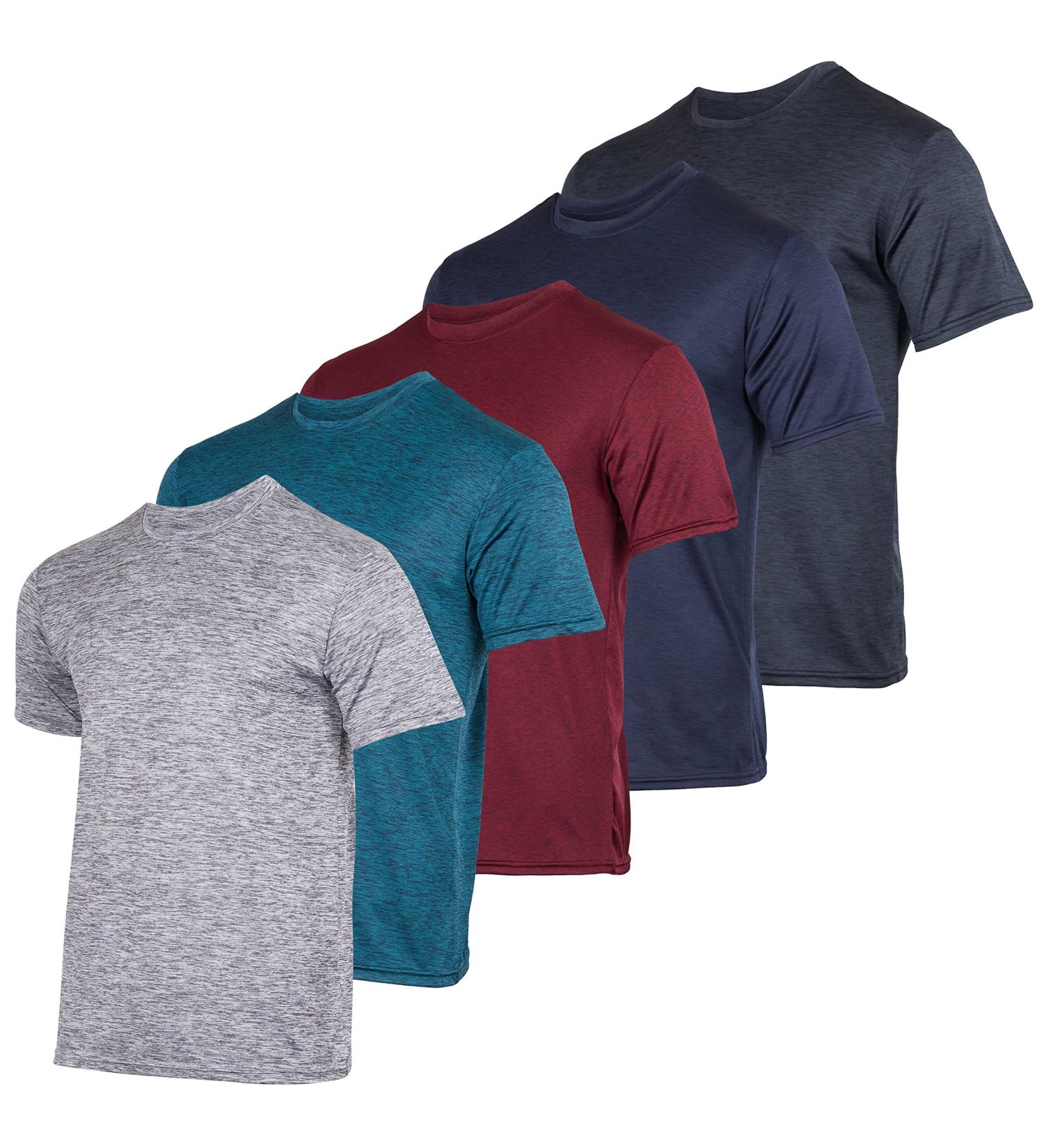 5-Pack Men's Large Active Performance Crew T-Shirt Set - Moisture Wicking & Dry-Fit Technology - Buy Online on GoSupps.com