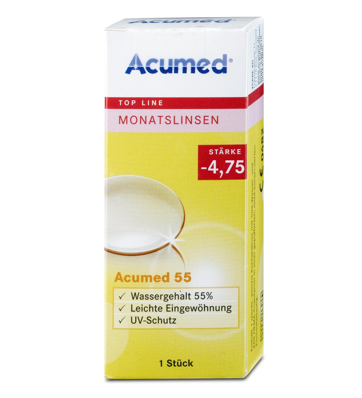 Acumed 55 Monthly Contact Lens -4.50 Diopters | 1 Piece | 14.2mm | International Shipping - Buy Online on GoSupps.com