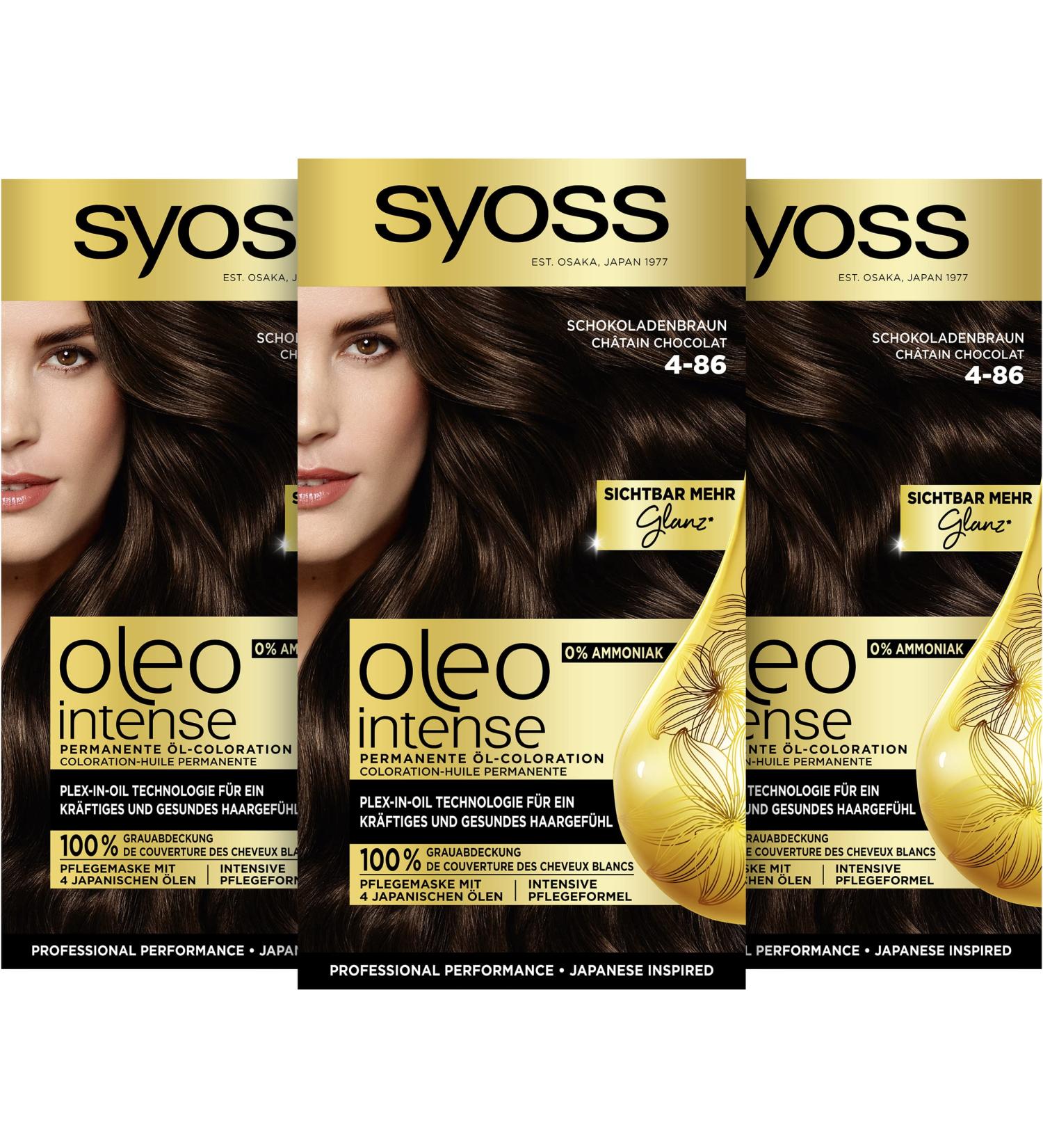 Syoss Oleo Intense 4-86 Chocolate Brown Hair Color - Ammonia-Free Permanent Color & Nourishing Oil (115 ml) | International Shipping Available - Buy Online on GoSupps.com
