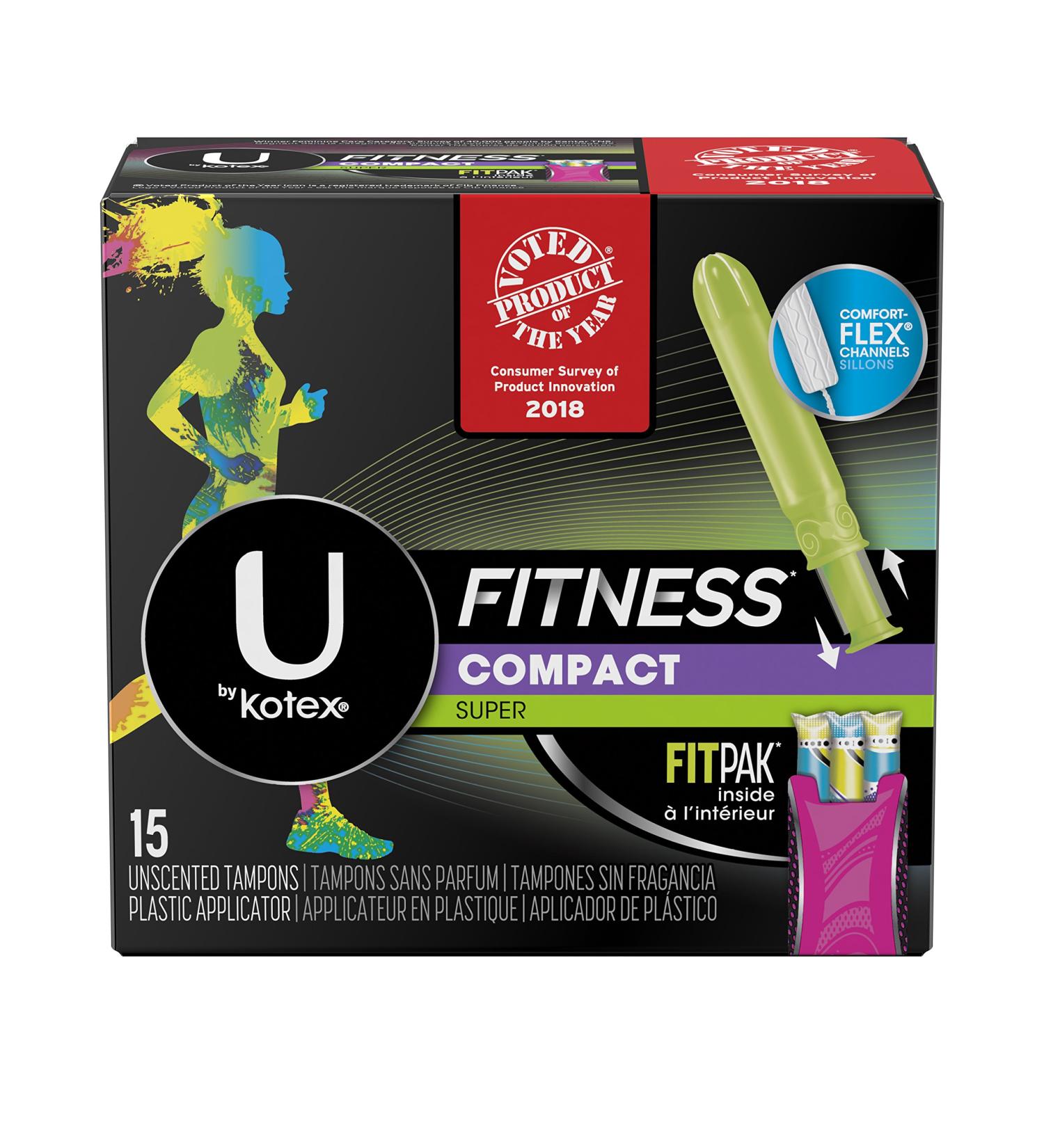U by Kotex Fitness Tampons Super Absorbency Unscented - 15 Count (Pack of 8) - Buy Online on GoSupps.com