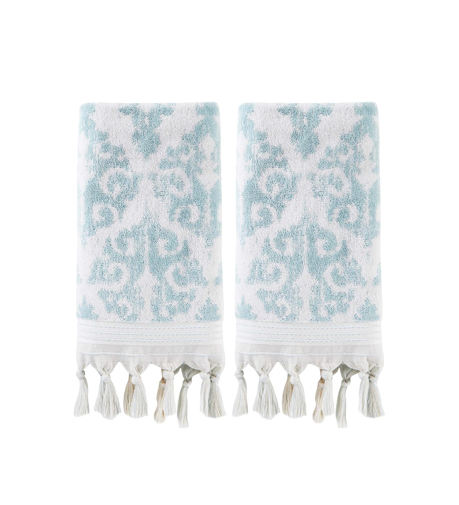 SKL Home Mirage Fringe Turkish Cotton Hand Towel Set - Aqua (Set of 2) - Buy Online on GoSupps.com
