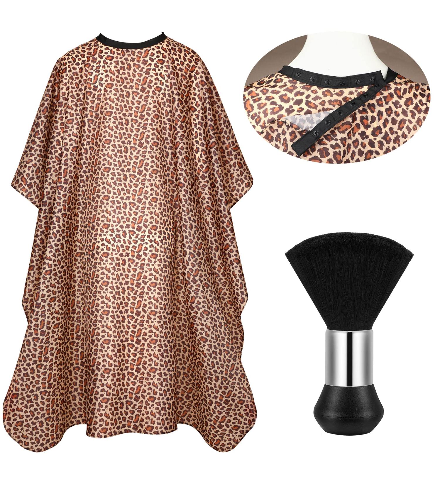 Leopard Hair Cutting Cape & Neck Duster Set | Adjustable Snap Closures | Salon Quality | 46.8 x 56 | Barber Hairdressing Kit - Buy Online on GoSupps.com