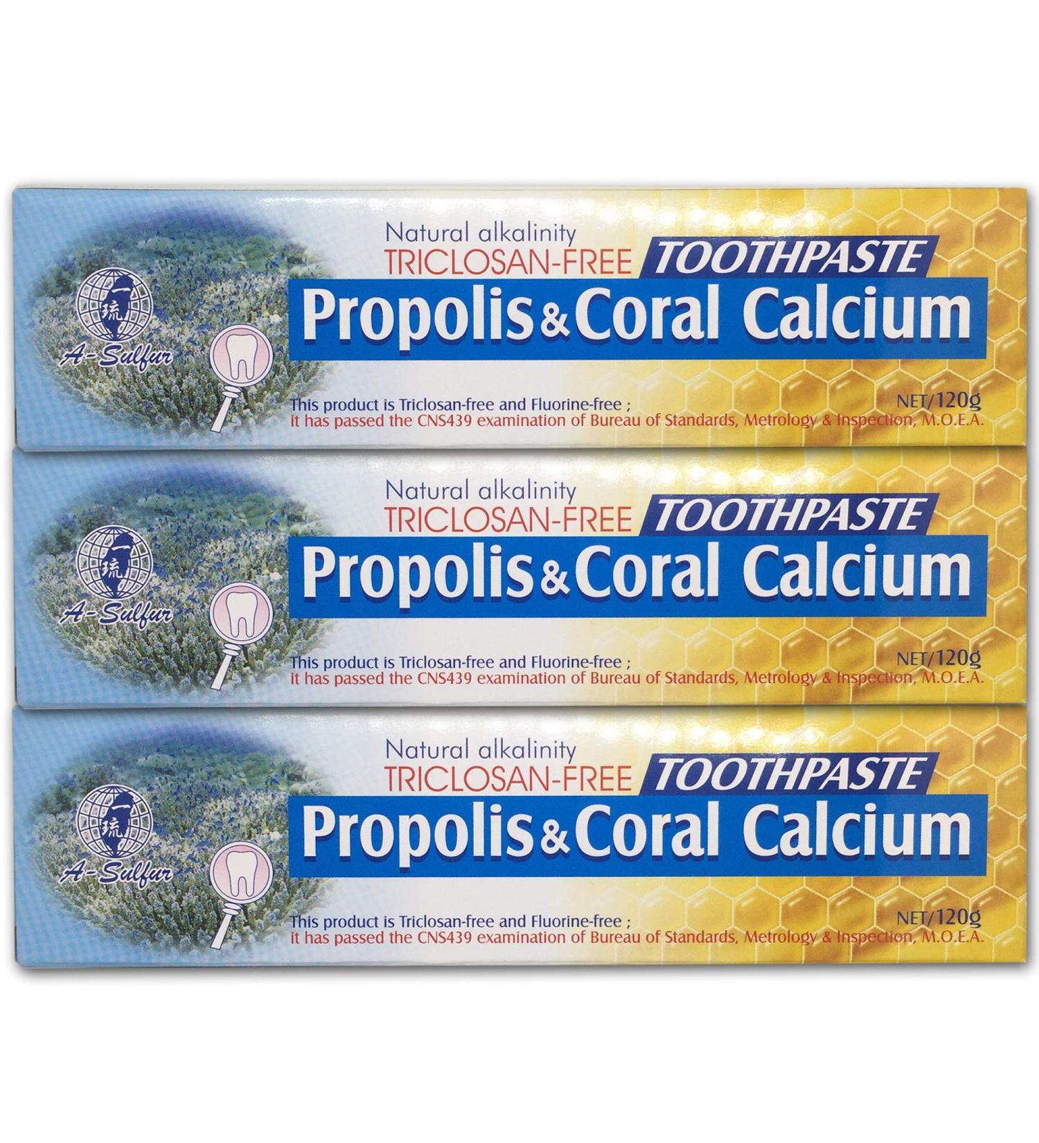 Natural Fluoride Free Propolis Toothpaste Anti-Plaque Triclosan Free No Preservative No Artificial Sweetener No Chemical with Okinawa Coral Calcium 120g (4.2 oz) Made in Taiwan (3) - Buy Online on GoSupps.com