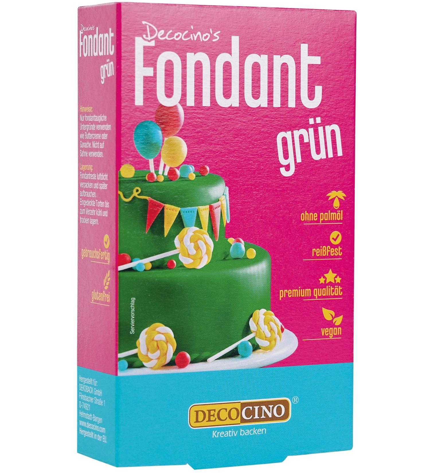 DECOCINO Fondant Green 250g | Vegan & Palm Oil Free Cake Decoration for Tarts & Cupcakes - Buy Online on GoSupps.com