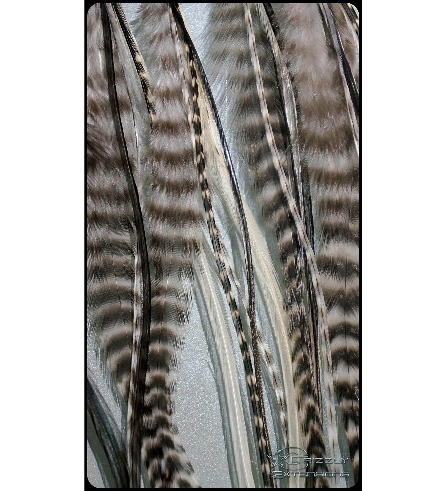 Buy Pack of 5 Black & White Feather Extensions for Brown Hair - Stylish Accessories for Unique Looks - Buy Online on GoSupps.com