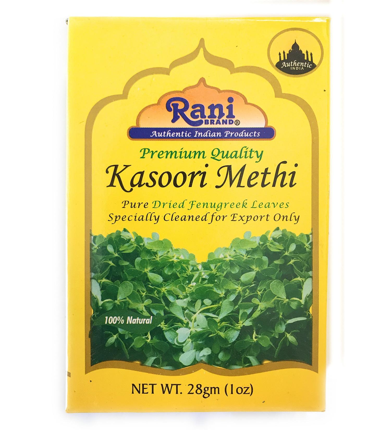 Rani Fenugreek Leaves Dried (Kasoori Methi) 1oz - All Natural Vegan Gluten-Free NON-GMO - Indian Origin - 28g (1oz) - Buy Online on GoSupps.com