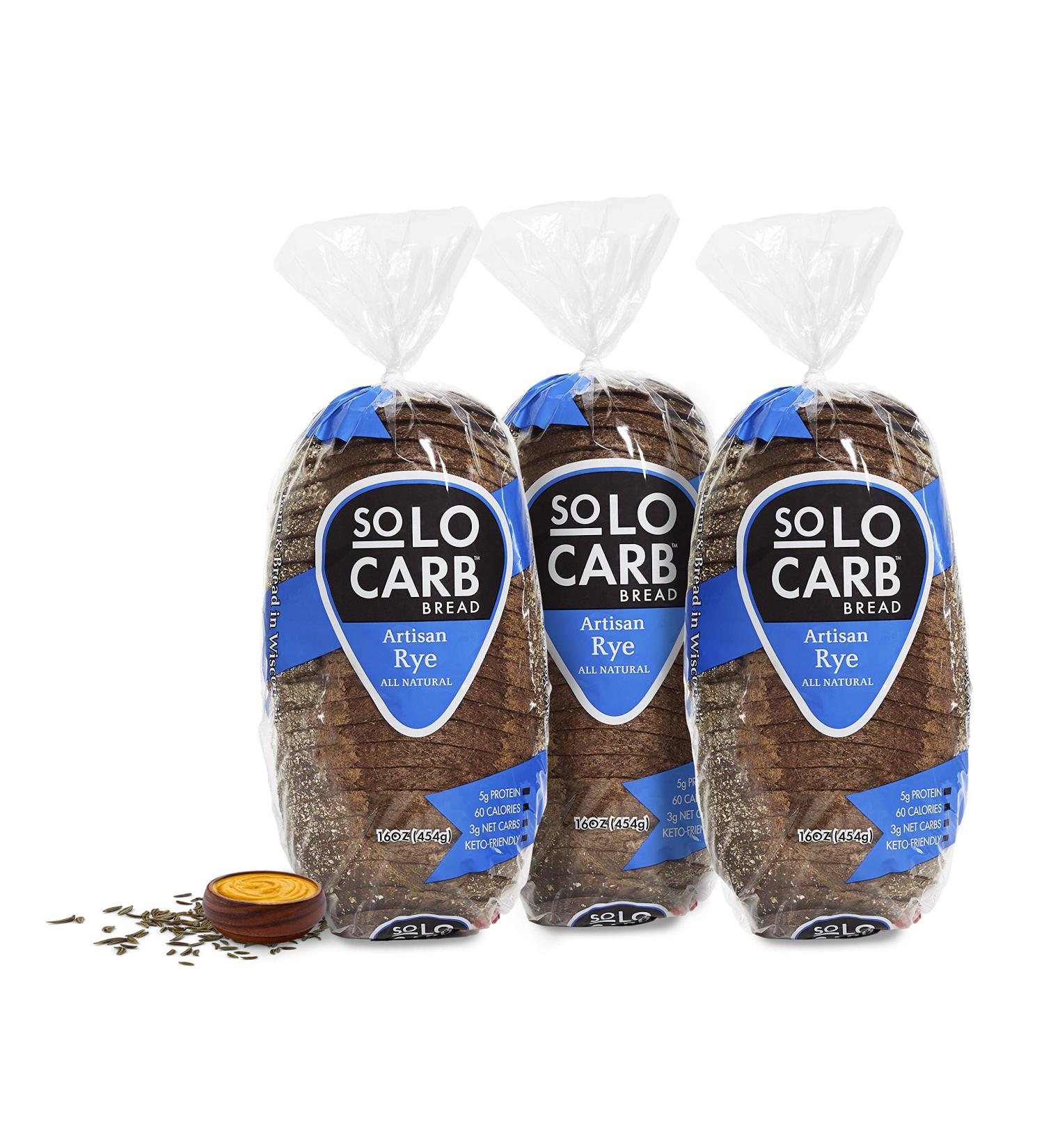 SoLo Carb Artisan Rye Bread - 3 Loaves, 1 Pound Each - Buy Online on GoSupps.com