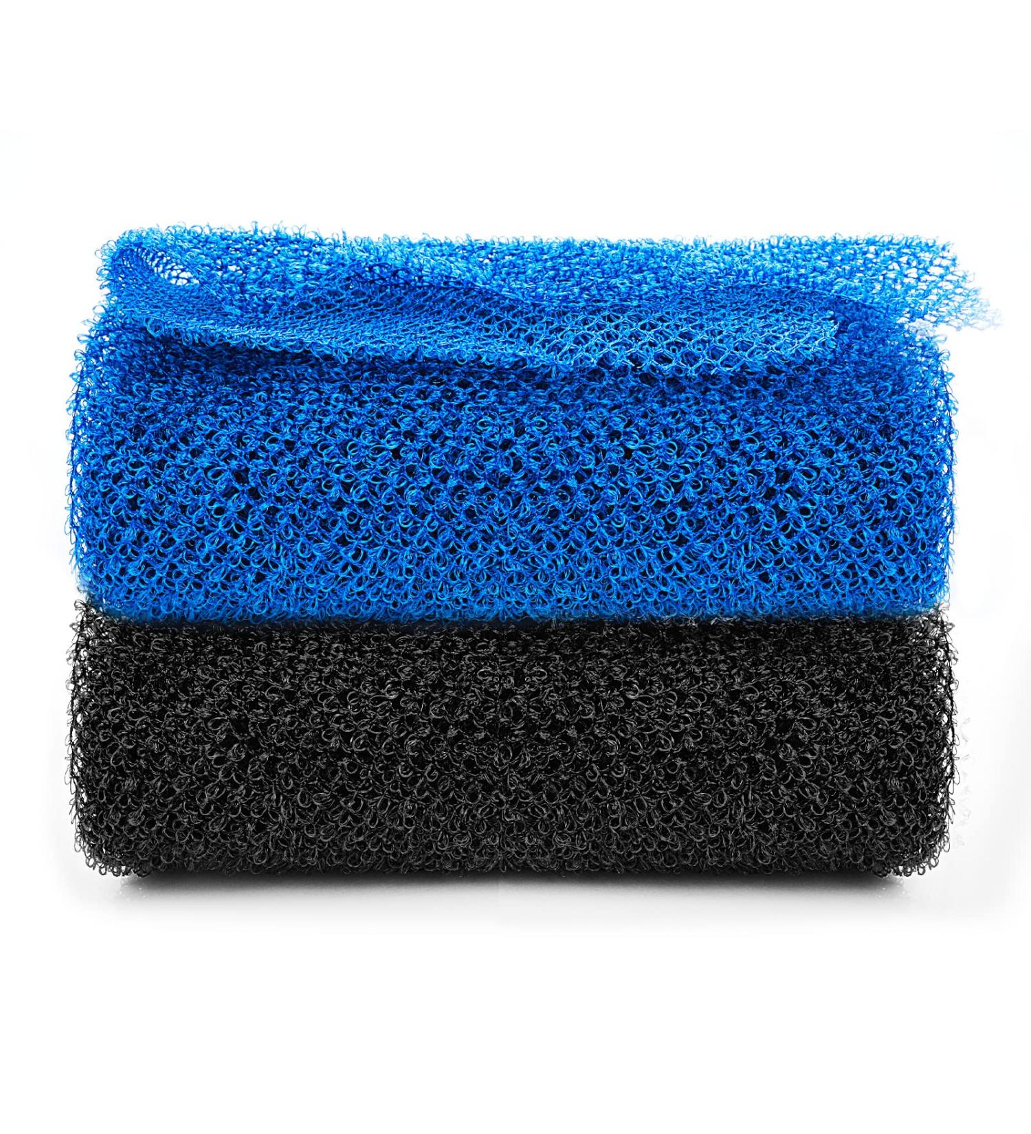 African Exfoliating Net Sponge Bath Set - 2 Pieces for Skin Smoother, Daily Use | Black Blue - Buy Online on GoSupps.com