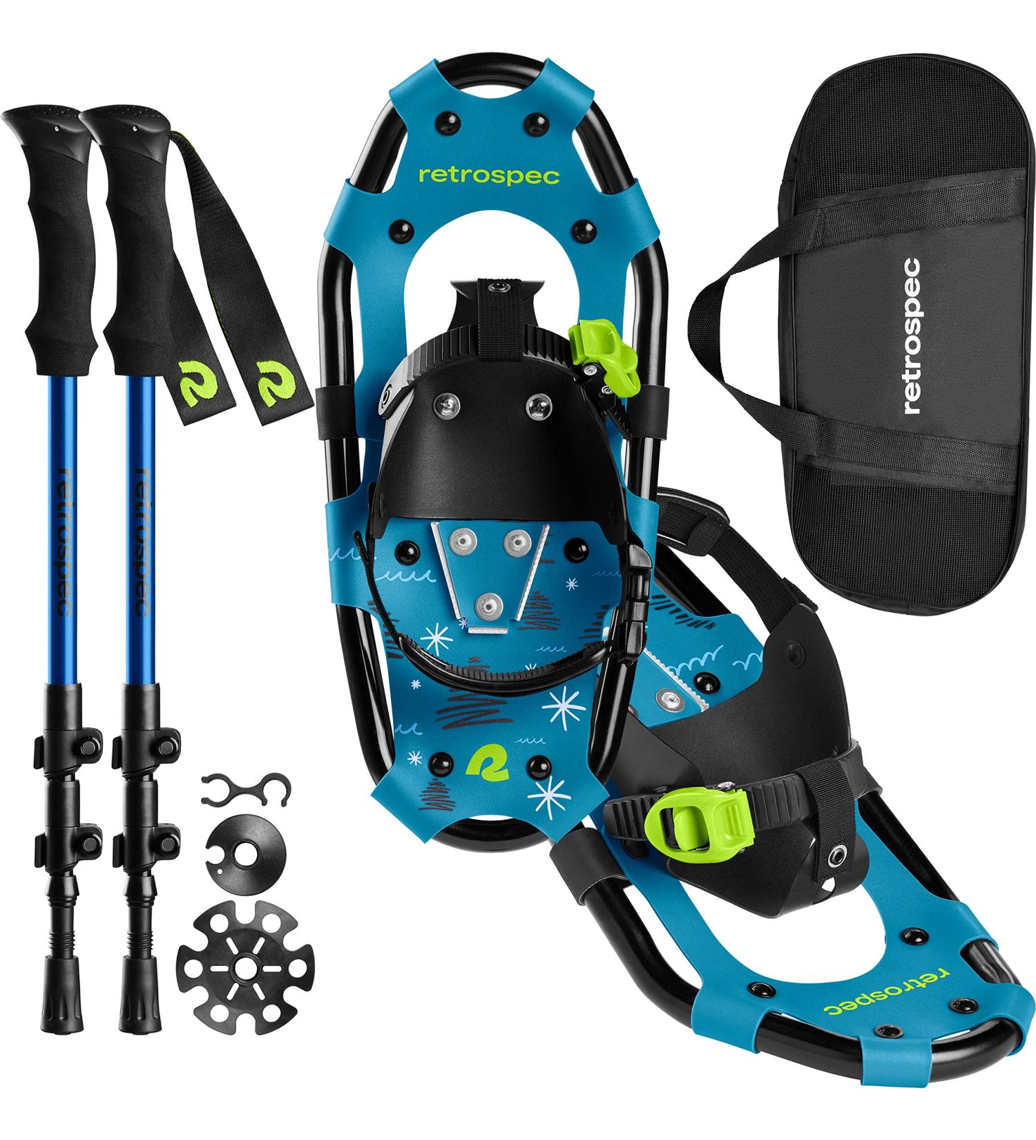 Retrospec Drifter Kids Snowshoes & Trekking Poles Bundle - Brash Blue 14 Inch - All Terrain, Adjustable Binding, Carry Bag, Lightweight Aluminum Sticks - Boys & Girls Walking & Hiking Set - Buy Online on GoSupps.com