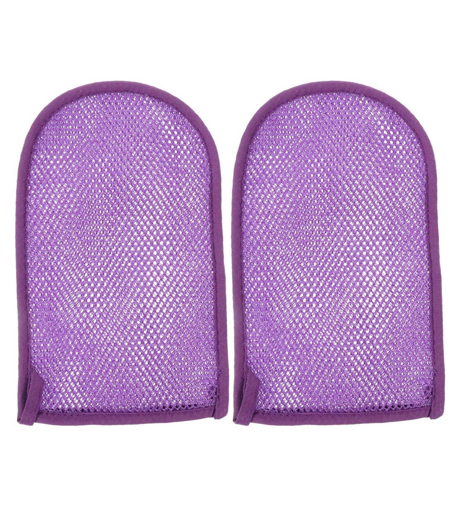 Beaupretty 2pcs Exfoliating Mitts - Shower Gloves for Dead Skin Removal | Purple Bathing Scrubbers - International Shipping Available - Buy Online on GoSupps.com