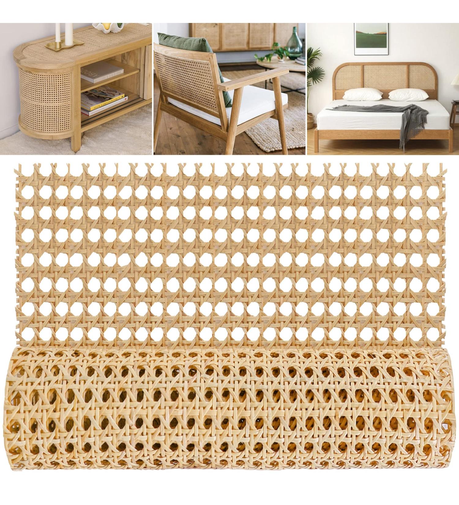 18 Width Rattan Pressed Cane Webbing Sheet - Natural Rattan Material Roll for Caning Projects - DIY Supplies - 18W x 40L - Buy Online on GoSupps.com