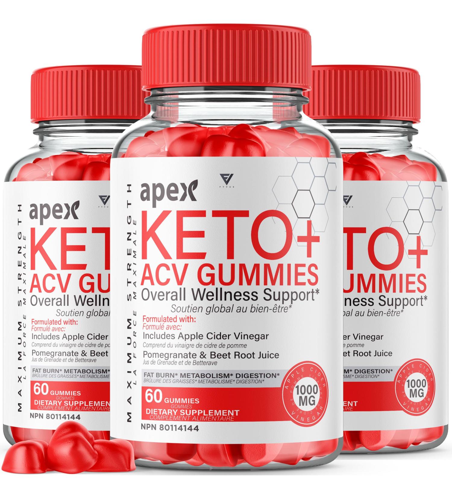 (3 Pack) Apex Keto ACV Gummies Apex Apple Cider Vinegar Canada Keto Health Lifestyle Supplement Gummy Suppl ment de Style de Vie Sain C tog ne au Vinaigre de Cidre de Pomme Apex (180 Gummies) - Buy Online on GoSupps.com