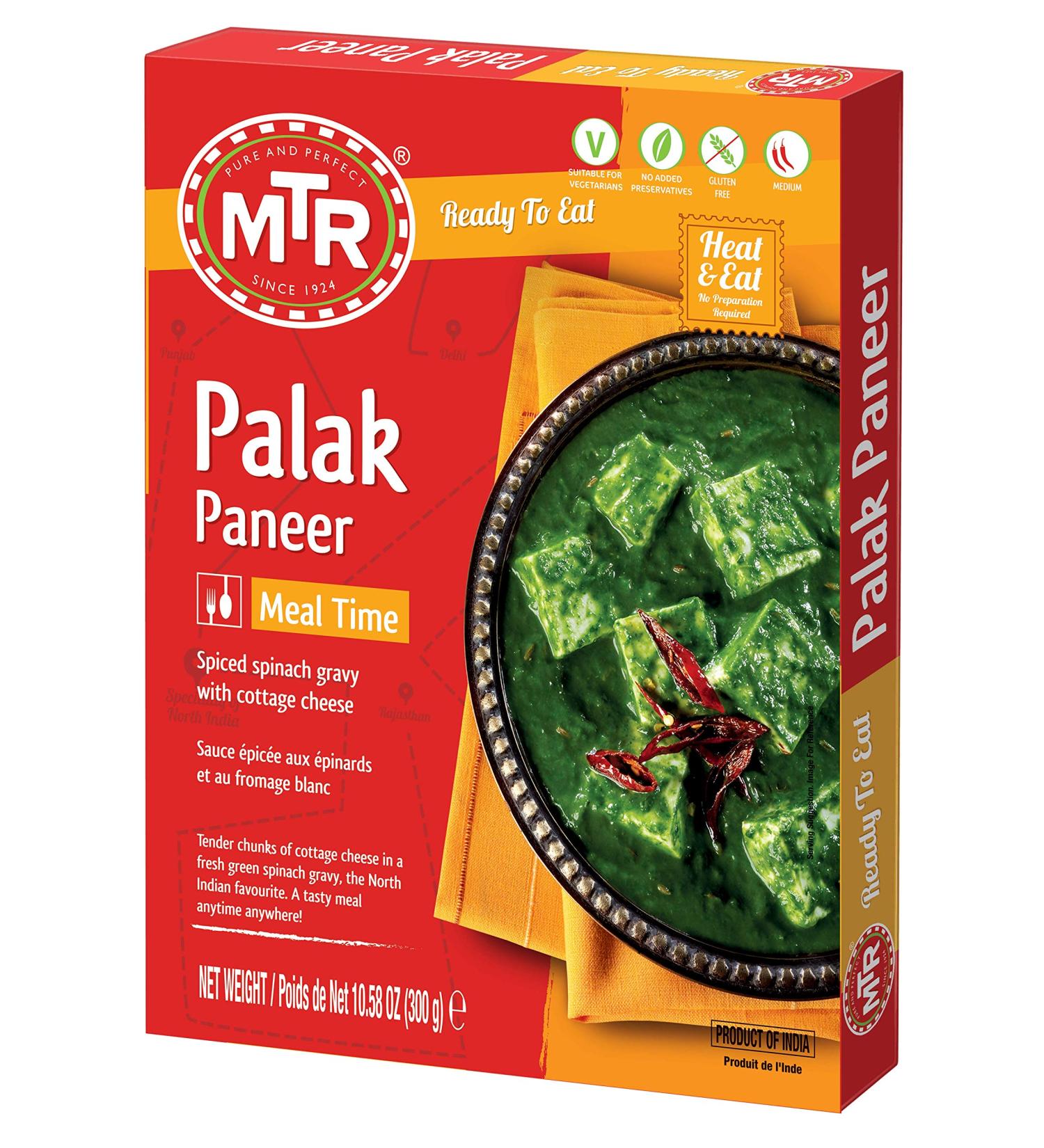 MTR Ready to Eat Palak Paneer Pack of 10 - Authentic Indian Food | Medium Spicy | Gluten Free - Buy Online on GoSupps.com