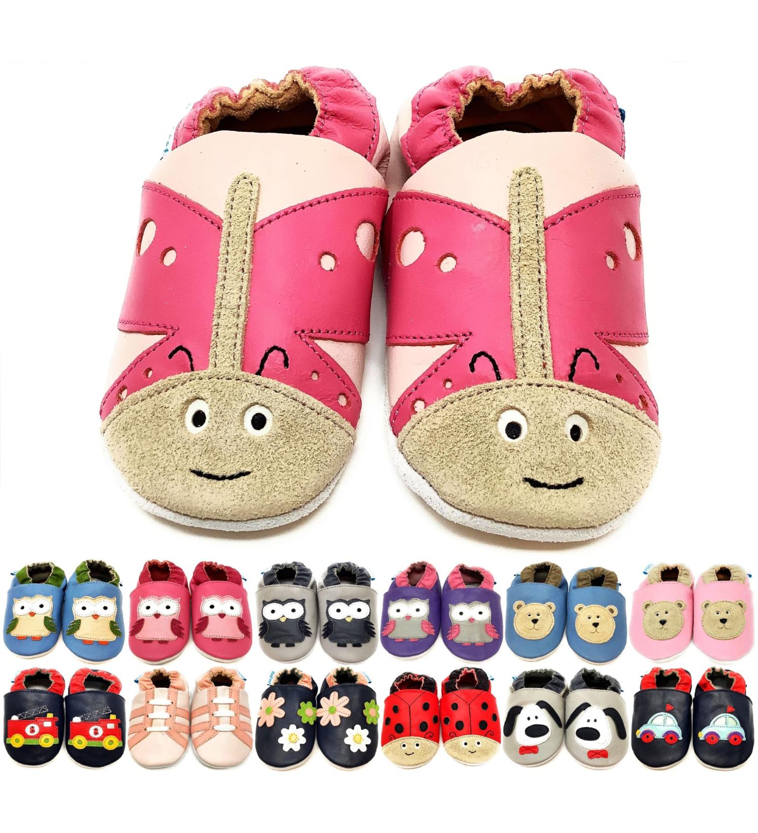MiniFeet Premium Soft Leather Baby Shoes - Buy 4 Pairs, Get 1 Free! Toddler Shoes for 0-6 Months to 4-5 Years - Butterfly Design - Buy Online on GoSupps.com