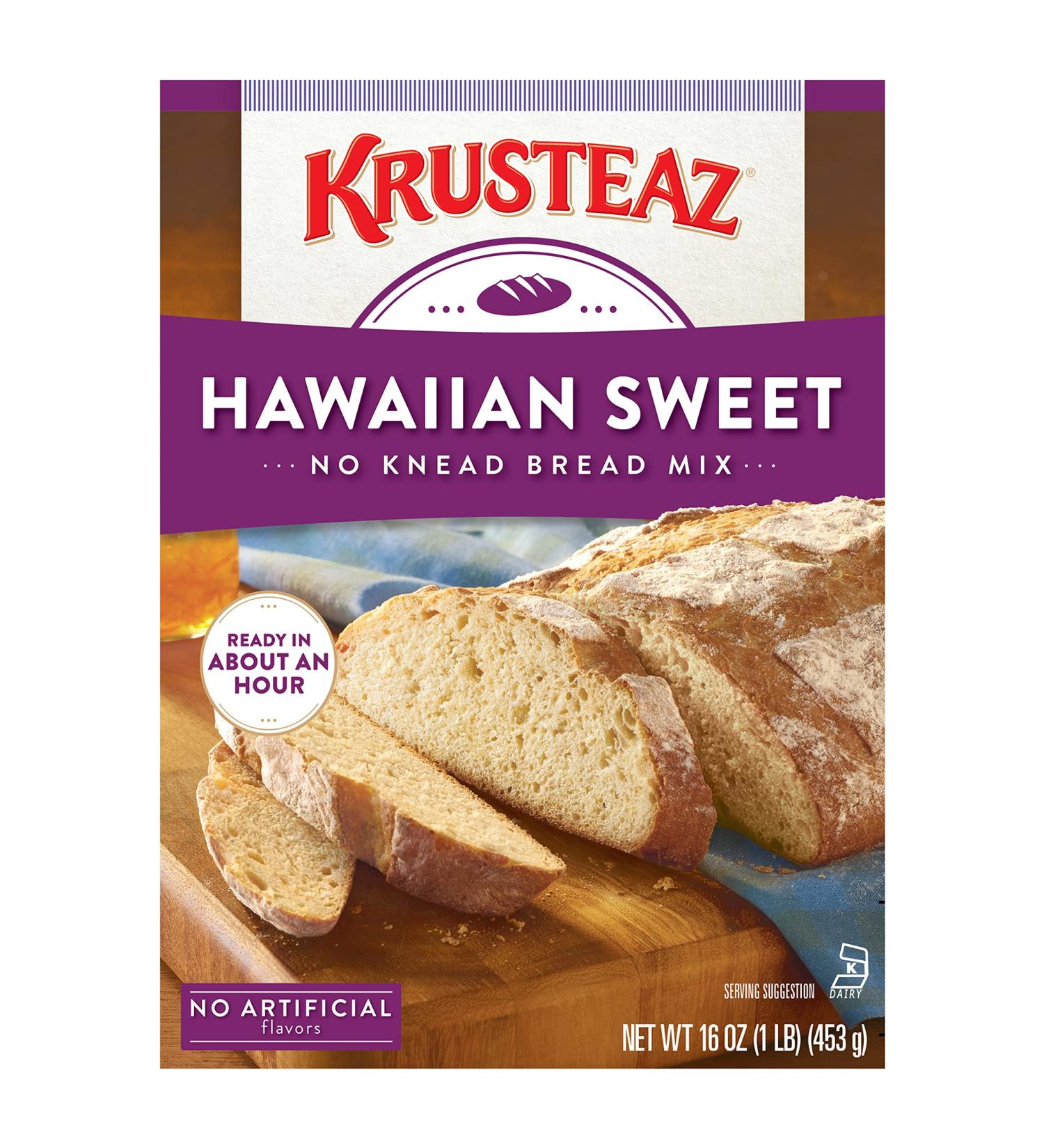 Krusteaz Hawaiian Sweet No Knead Bread Mix 16 oz (Pack of 12) - Easy, Delicious Bread Mix - Buy Online on GoSupps.com