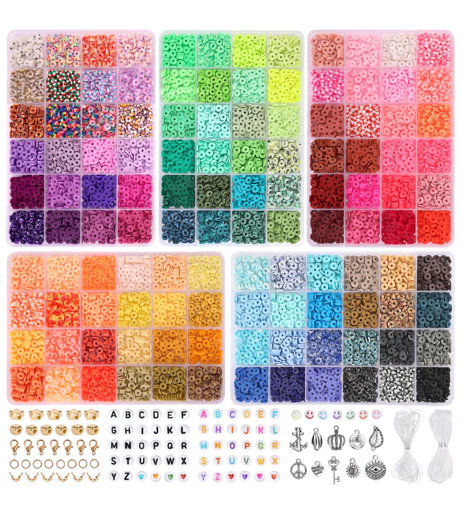 120 Colorful Clay Beads Kit for Bracelet Making | Polymer Heishi Beads for Jewelry | Perfect Gift for Preppy Girls 8-12 - Buy Online on GoSupps.com