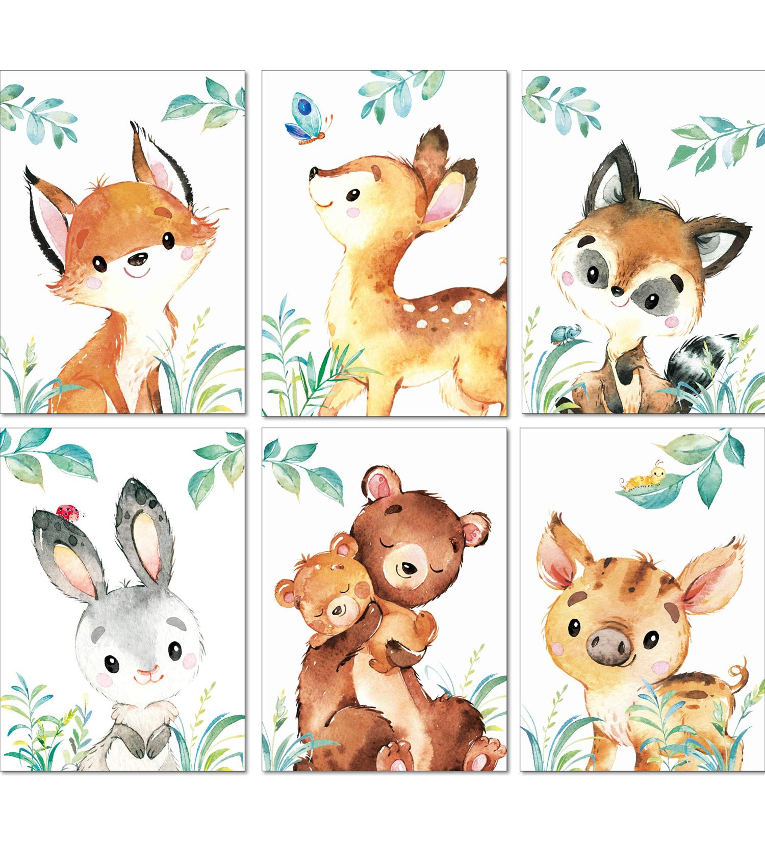 Lalelu Prints - Children's Room Decor | Forest Animals Poster Set of 6 (DIN A4 Unframed) - Buy Online on GoSupps.com