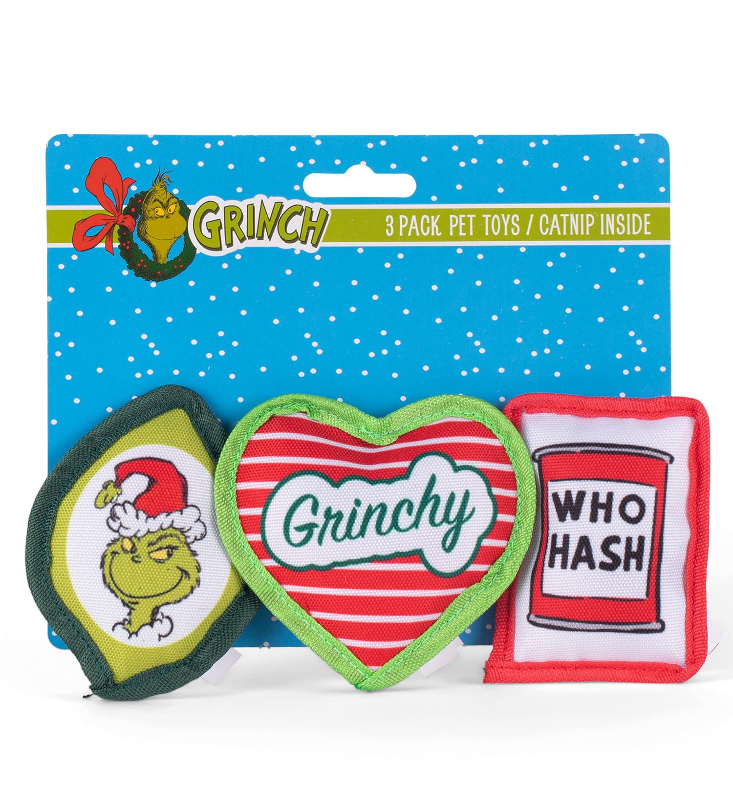 Dr. Seuss The Grinch Catnip Cat Toys 3 Pack - Small Catnip Infused Toys from The Grinch Who Stole Christmas Collection - 4 Inch Canvas Cat Toy for Cats - Buy Online on GoSupps.com