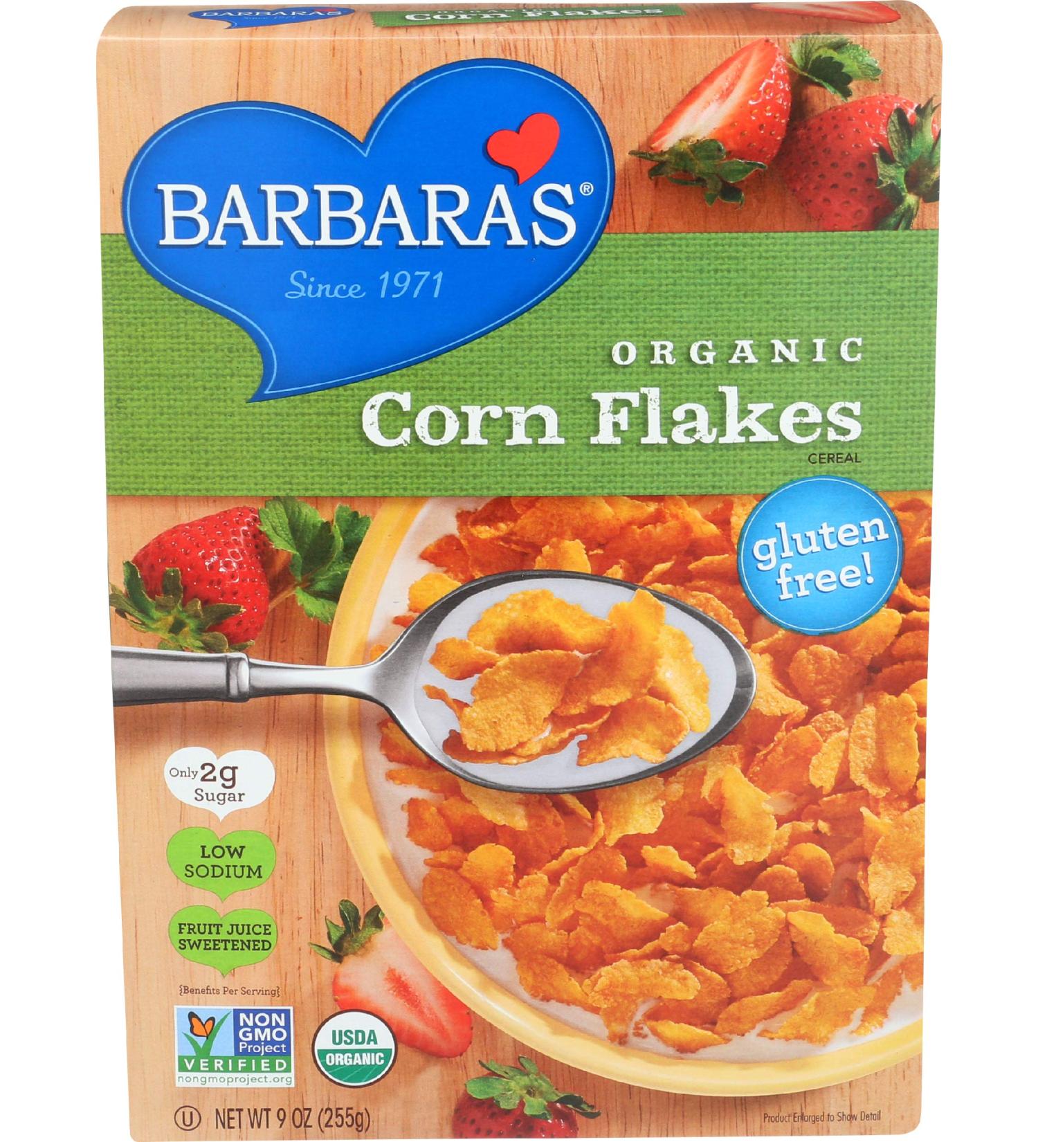 Barbara's Bakery Organic Corn Flakes Cereal - 9 oz | Healthy Breakfast Choice - Buy Online on GoSupps.com