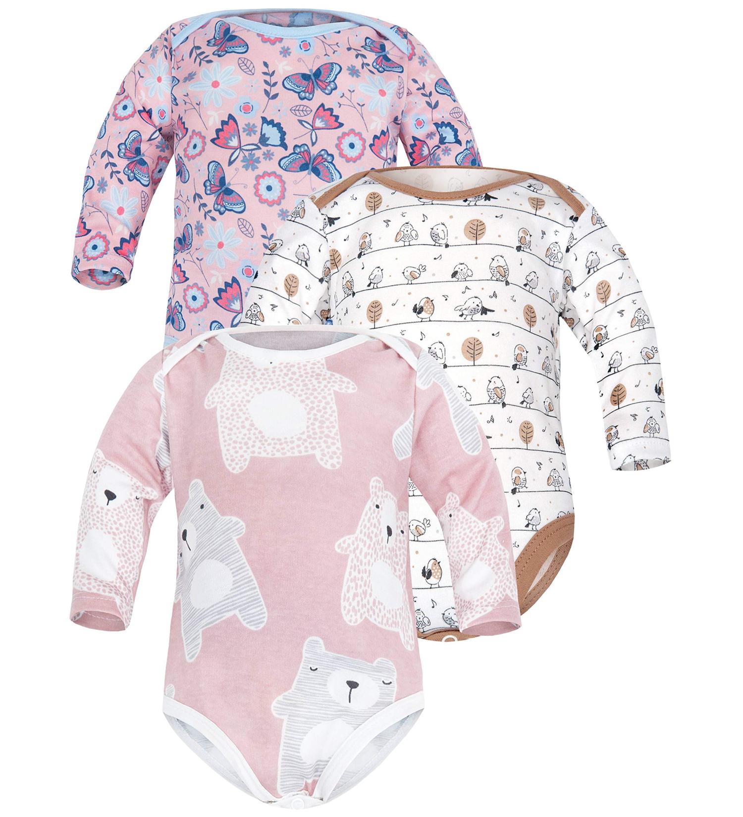 Sibinulo Baby Romper Sleepsuits | 100% Eco Cotton Mix | Animals Flowers Multicolour | 0-24 Months | Pink Meadow | Beige Bears | Infant Toddler Sizes - Buy Online on GoSupps.com