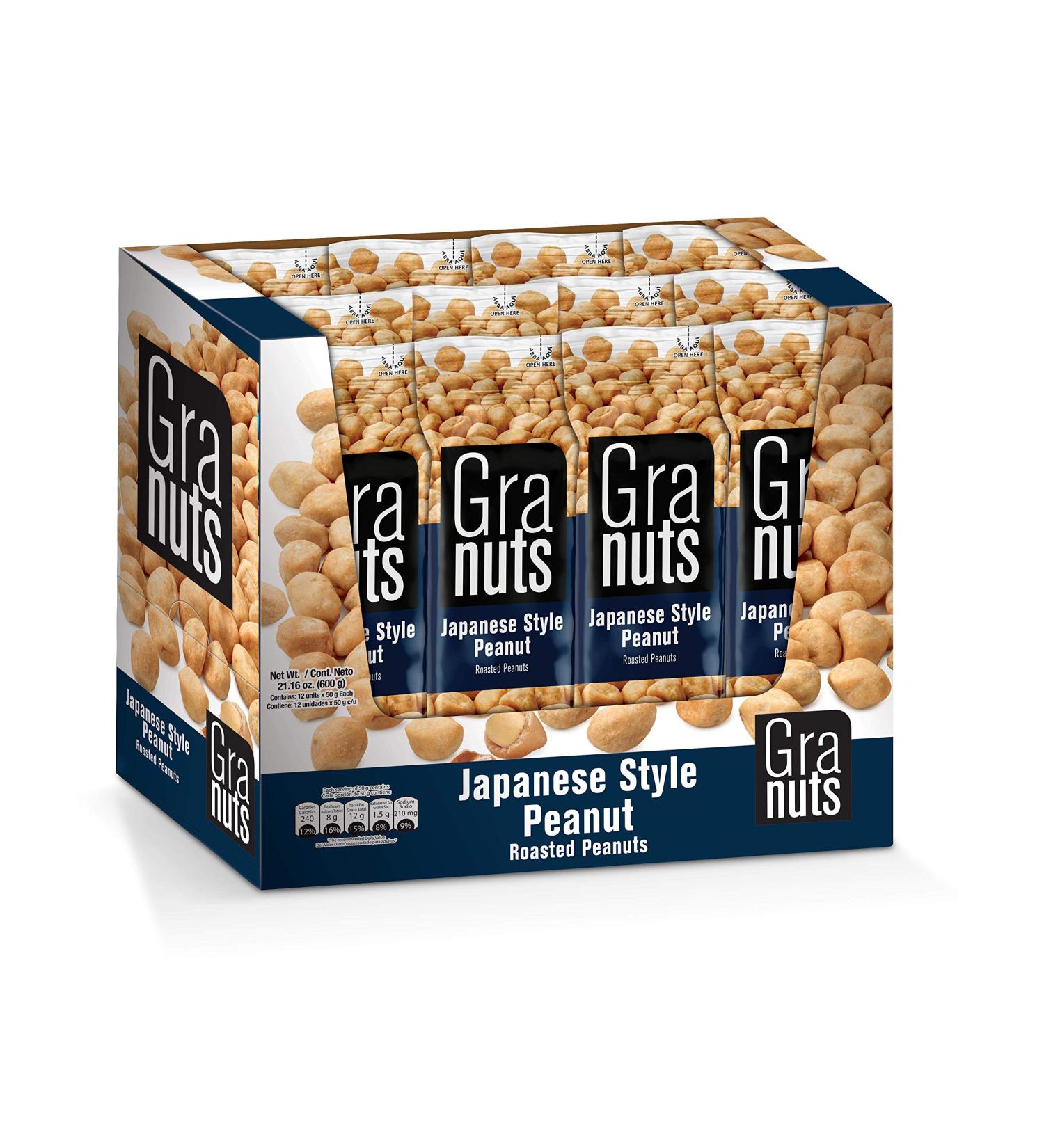 Japanese Style Granuts | Soft Baked Peanuts with Light Soy Flavor | On-the-Go Snack | 1.76 Oz (Pack of 12) - Buy Online on GoSupps.com