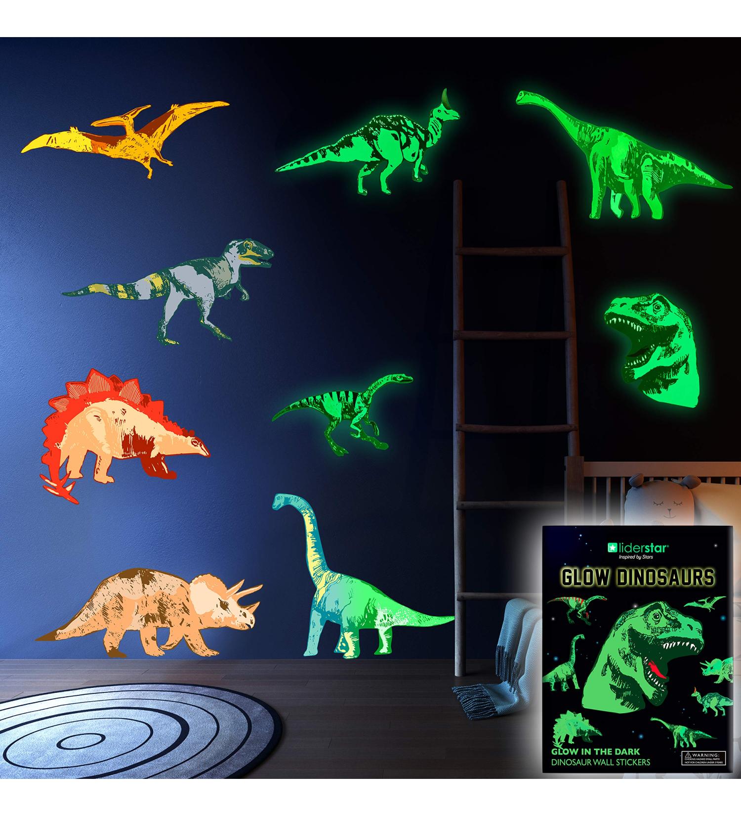 Glow in The Dark Dinosaur Wall Decals - Large Removable Vinyl Stickers for Kids Room Decor - Perfect Birthday or Christmas Gift for Boys and Girls - Buy Online on GoSupps.com